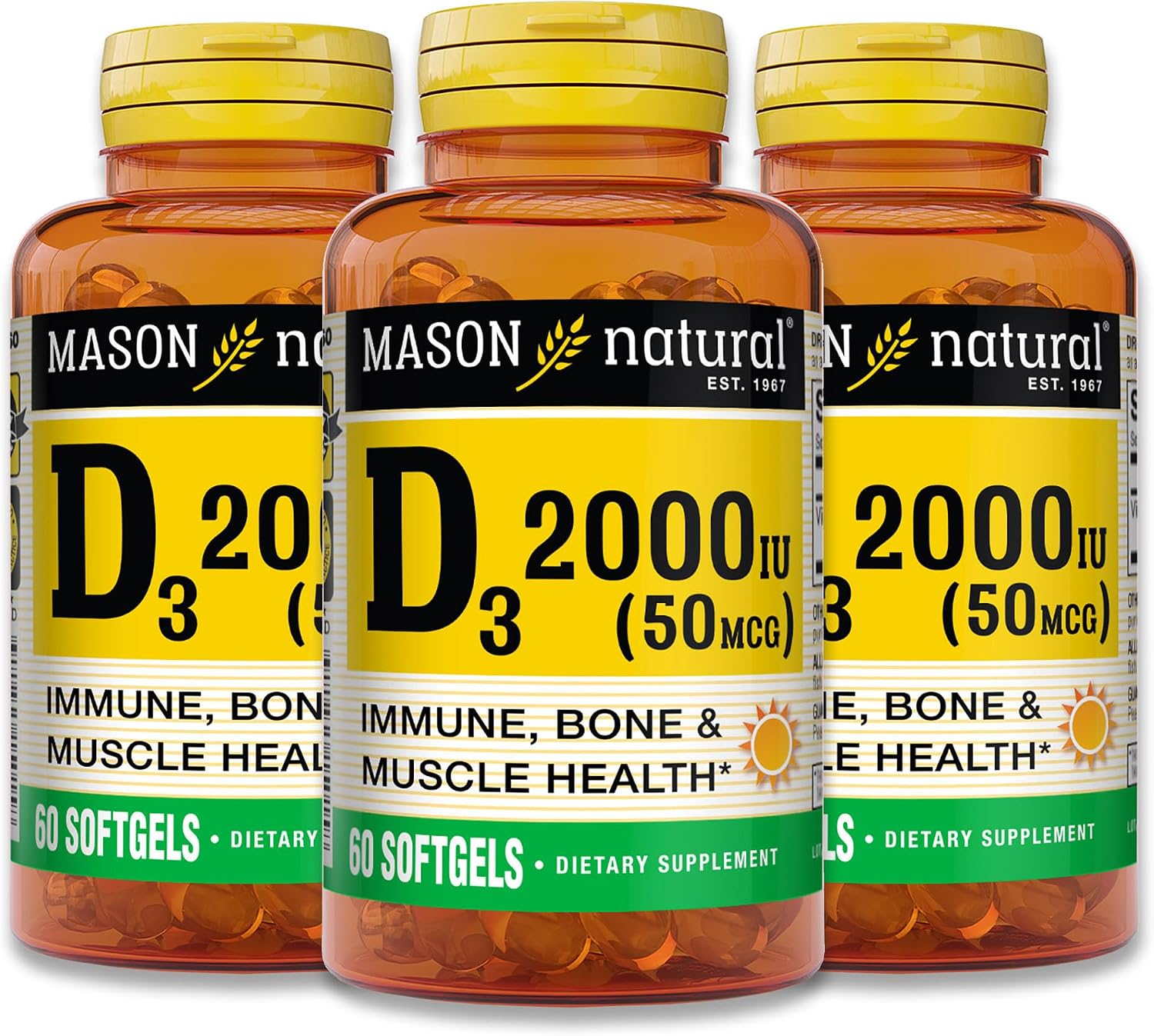 MASON NATURAL Vitamin D3 2000 IU Ultra Strength, 180 Day Supply