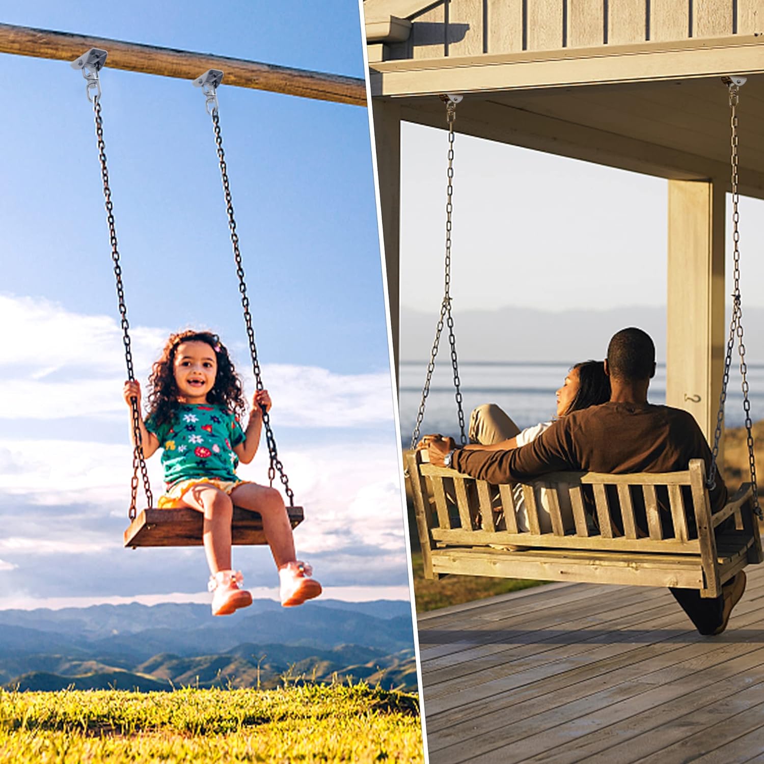 Heavy Duty Swing Hangers for Wooden Sets 2000 LB Capacity Hammock Hanger 360 Swivel Stainless Steel Swing Hardware Accessories 2 Packs for Porch