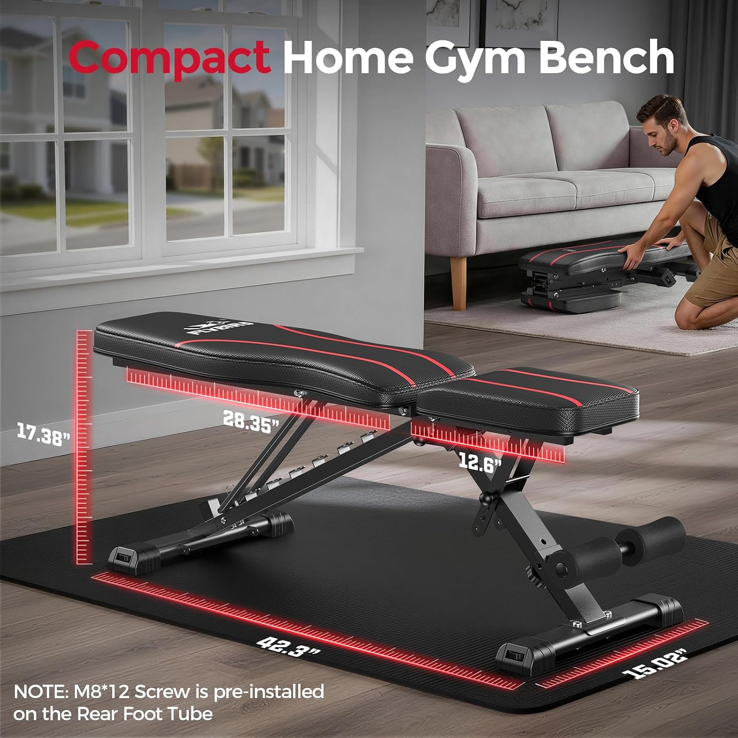 FLYBIRD WB2 Weight Bench, Adjustable Weight Bench for Full Body Workout