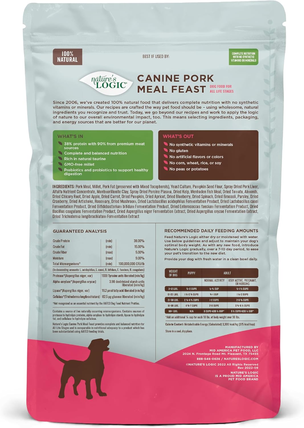 NATURE'S LOGIC Dry Dog Food - Beef Meal Feast Dry Kibble, 13 lb