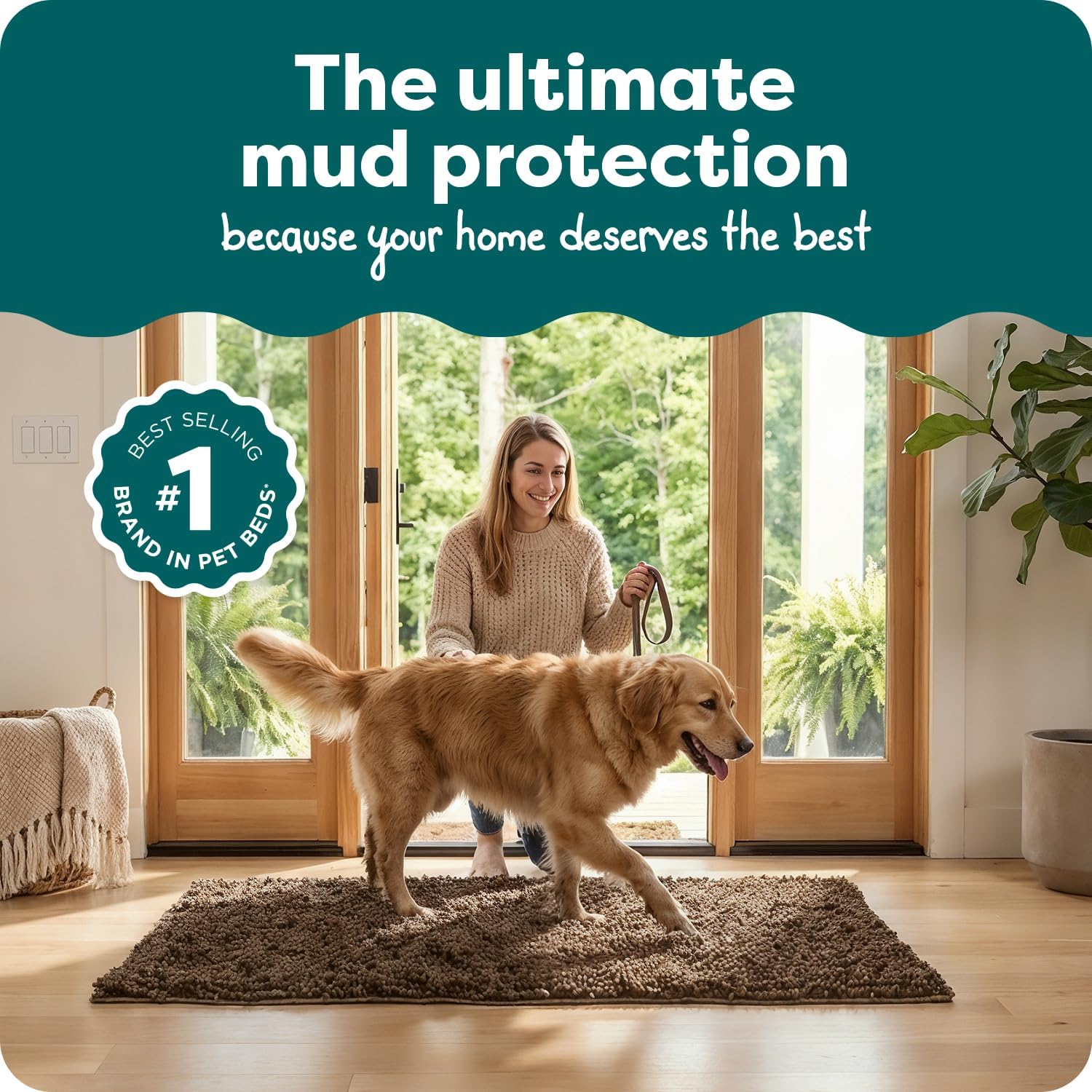 Furhaven 60" x 30" Highly Absorbent Runner Door Mat for Muddy Paws, 100% Washable, Perfect for Entryway, Kitchen