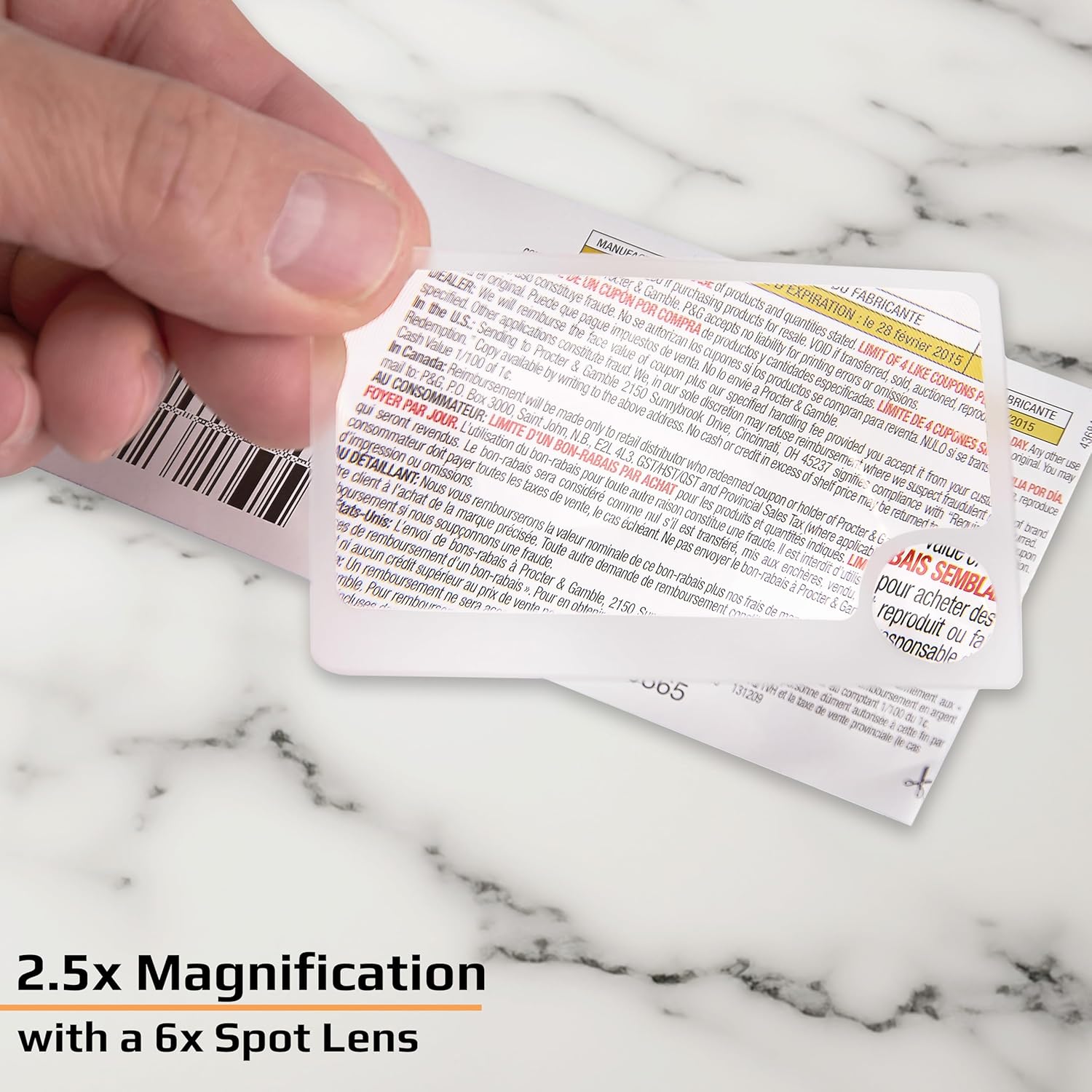 Carson 2.5x Power Credit Card Size Magnifiers (WM-01) with 6x Spot Lens, Twin Pack