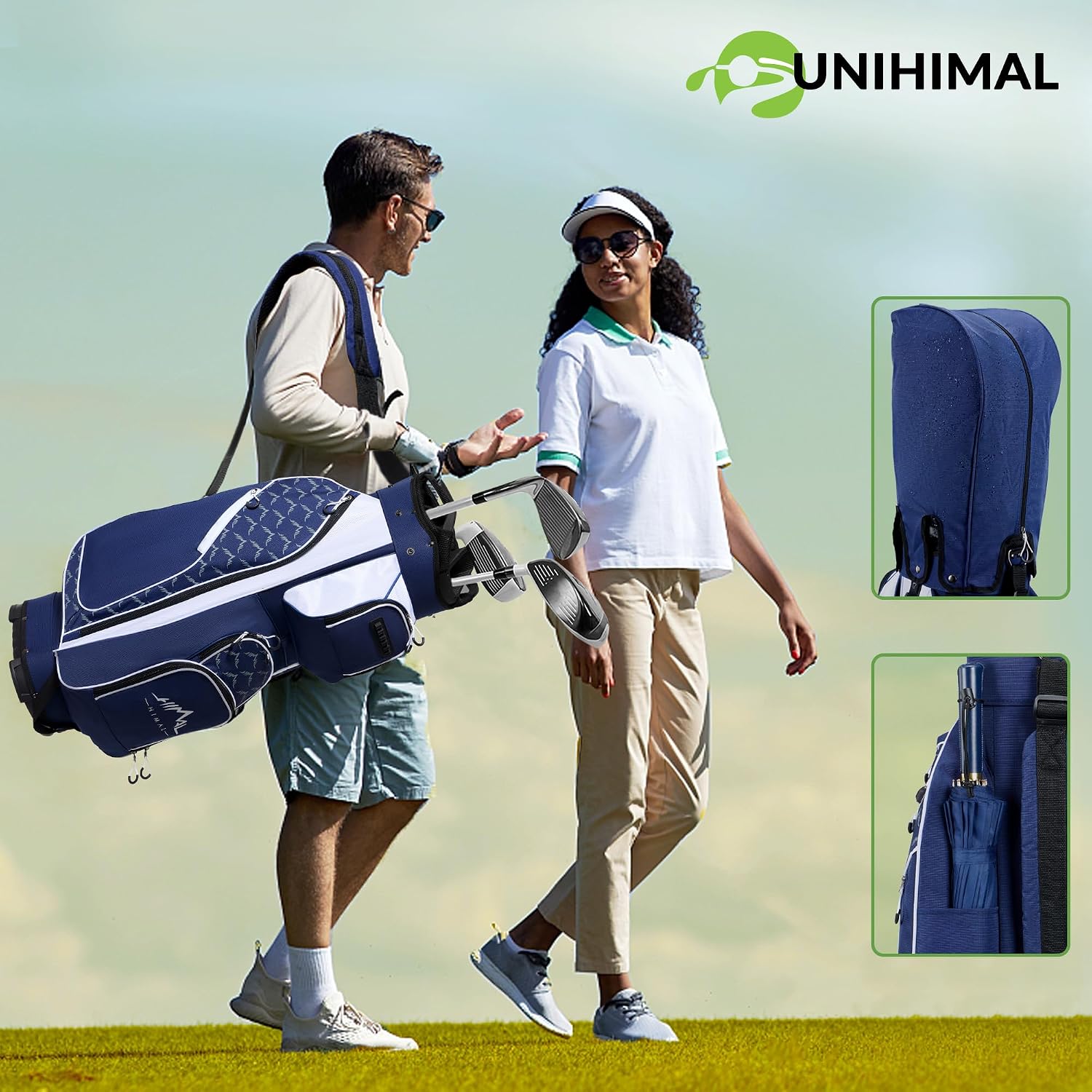14-Way Golf Cart Bag, Full-Length Divider, Large Storage | Handles,Rain Cover,Multiple Pockets