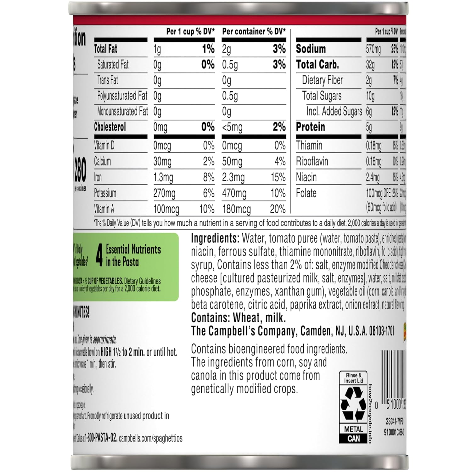 SpaghettiOs Original Canned Pasta, 15.8 oz Can (Pack of 4)