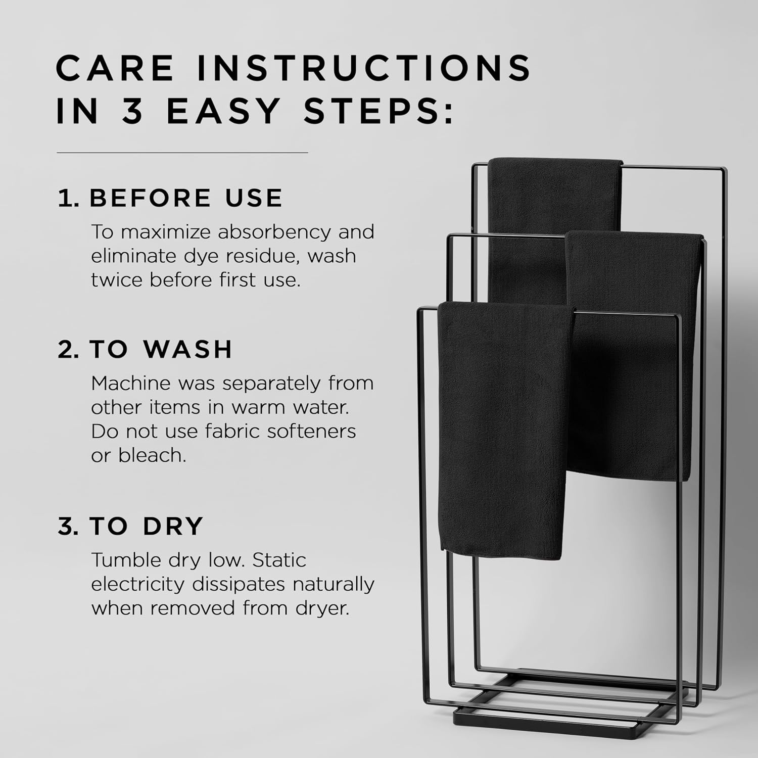 Fromm Softees Microfiber Hair Towels, Absorbent Salon Hair Towels for Hairstylists, Barbers, Spa & Gym, Fast-Drying, Ultra-Soft, Lint-Free, Multi-Purpose Towels, 16" x 29"- 10-Pack - Black