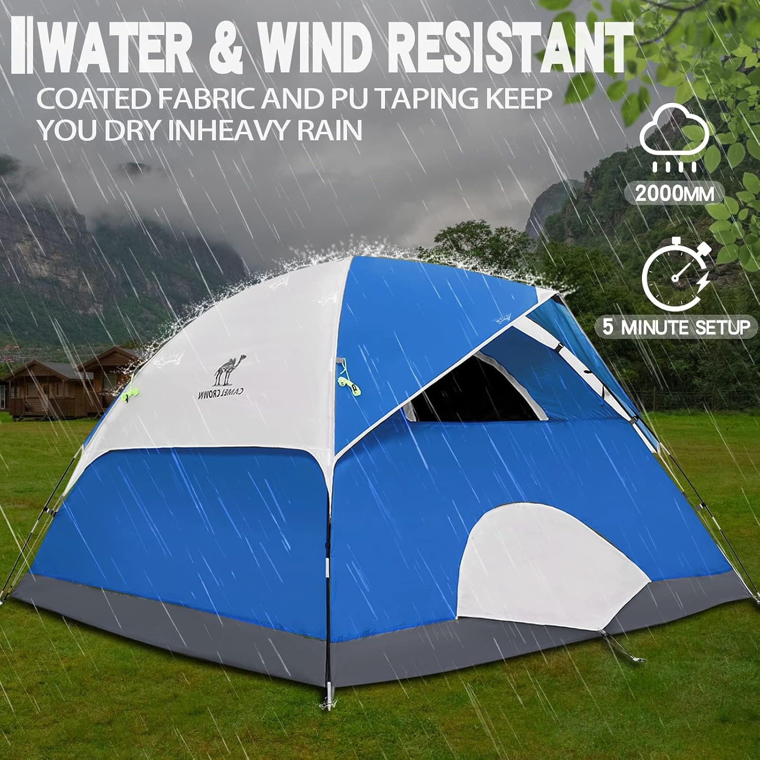 CAMEL CROWN Tents for Camping 2/3/4/5 Person Camping Dome Tent, Waterproof,Spacious, Lightweight Portable Backpacking Tent for Outdoor Camping/Hiking