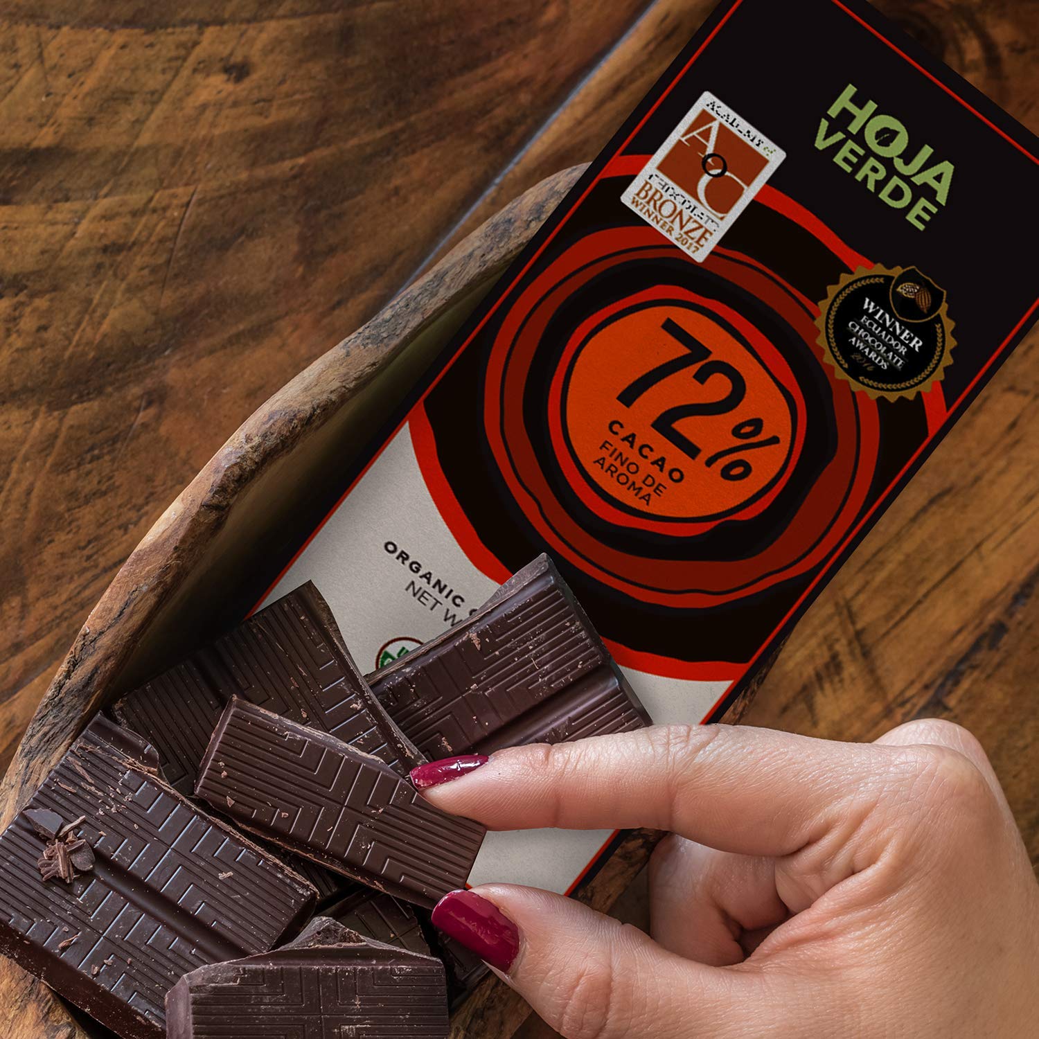 Hoja Verde Dark Chocolate Sugar, Dairy Free Bars, Keto Friendly, Certified Organic | Vegan, Natural, Non-GMO and Gluten Free (100% Pure)