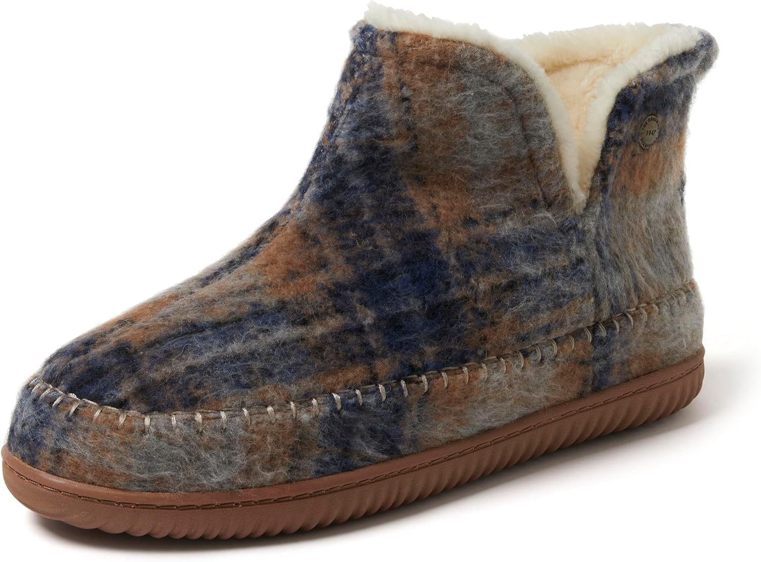 Dearfoams Men's Memory Foam Indoor House Slippers Brixen Ankle Boot House Shoes - Gifts for Men