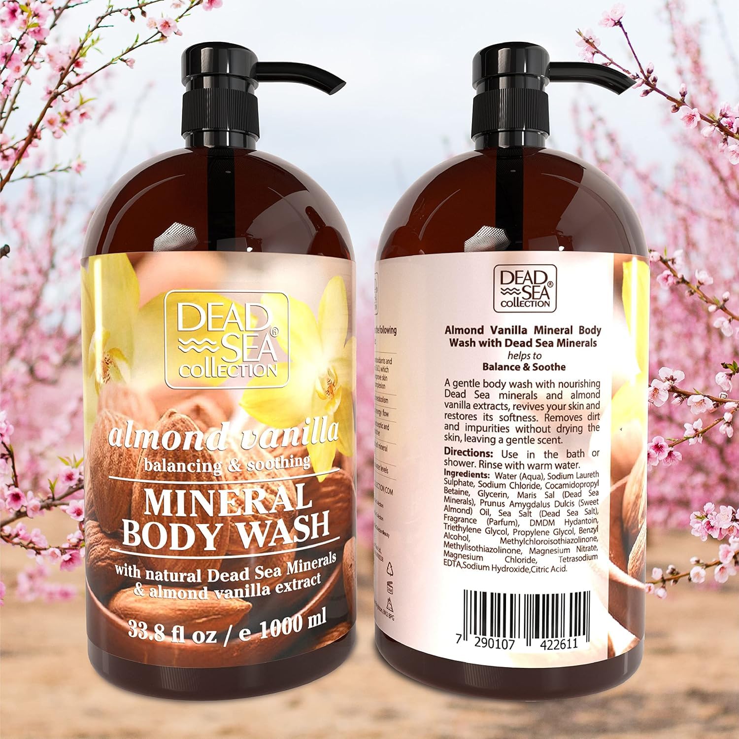 Dead Sea Collection Coconut Body Wash for Women and Men - with Pure Dead Sea Minerals and Coconut Oil - Cleanses and Moisturizes Skin - Pack of 2 (67.6 fl. oz)