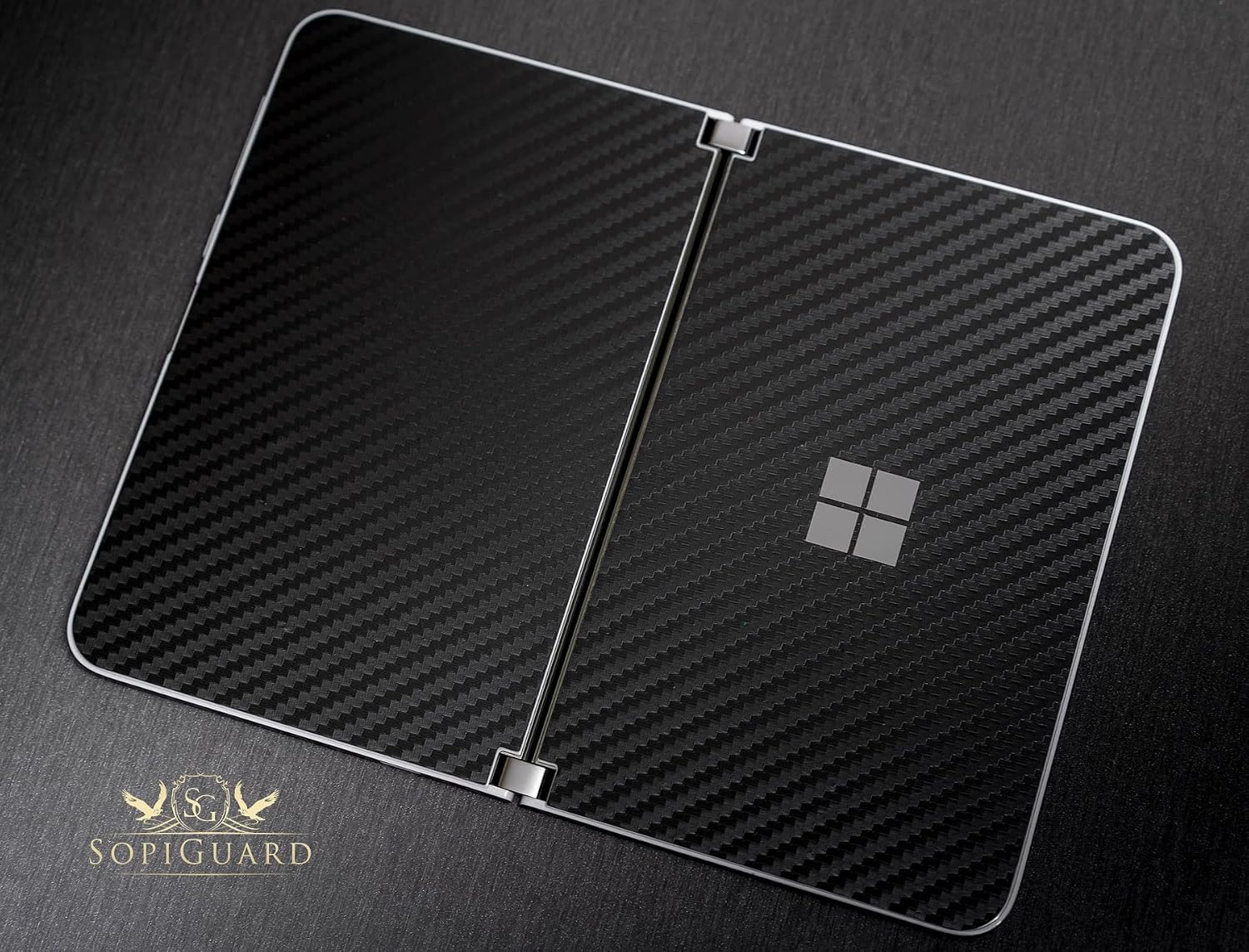 SopiGuard Sticker for Surface Duo Phone Edge-to-Edge Precision Vinyl Skin Wrap (Leather Textured)