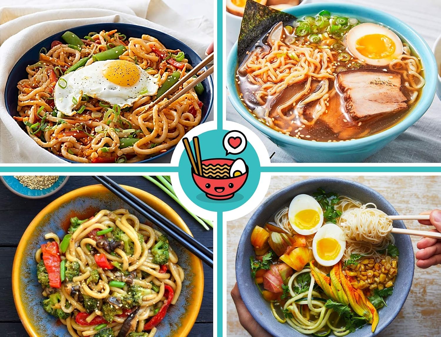 Unbreakable Ramen Bowl Set with Chopsticks and Spoon: 2 large Japanese Style Melamine Ramen Bowls