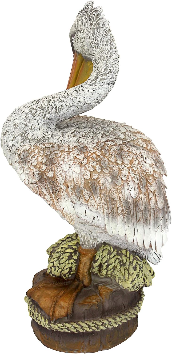 Design Toscano Coastal Decor Ocean's Perch Pelicans Garden Bird Statue, 9 Inch Wide, 24 Inch Tall, Cast Stone Resin, Full Color Finish