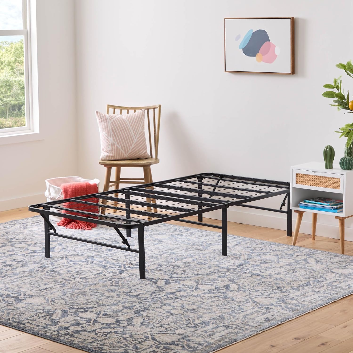 Linenspa Folding Metal Platform Bed Frame - Easy Assembly - Sturdy Steel - No Box Spring Needed - Underbed Storage - Mattress Foundation - 14" High
