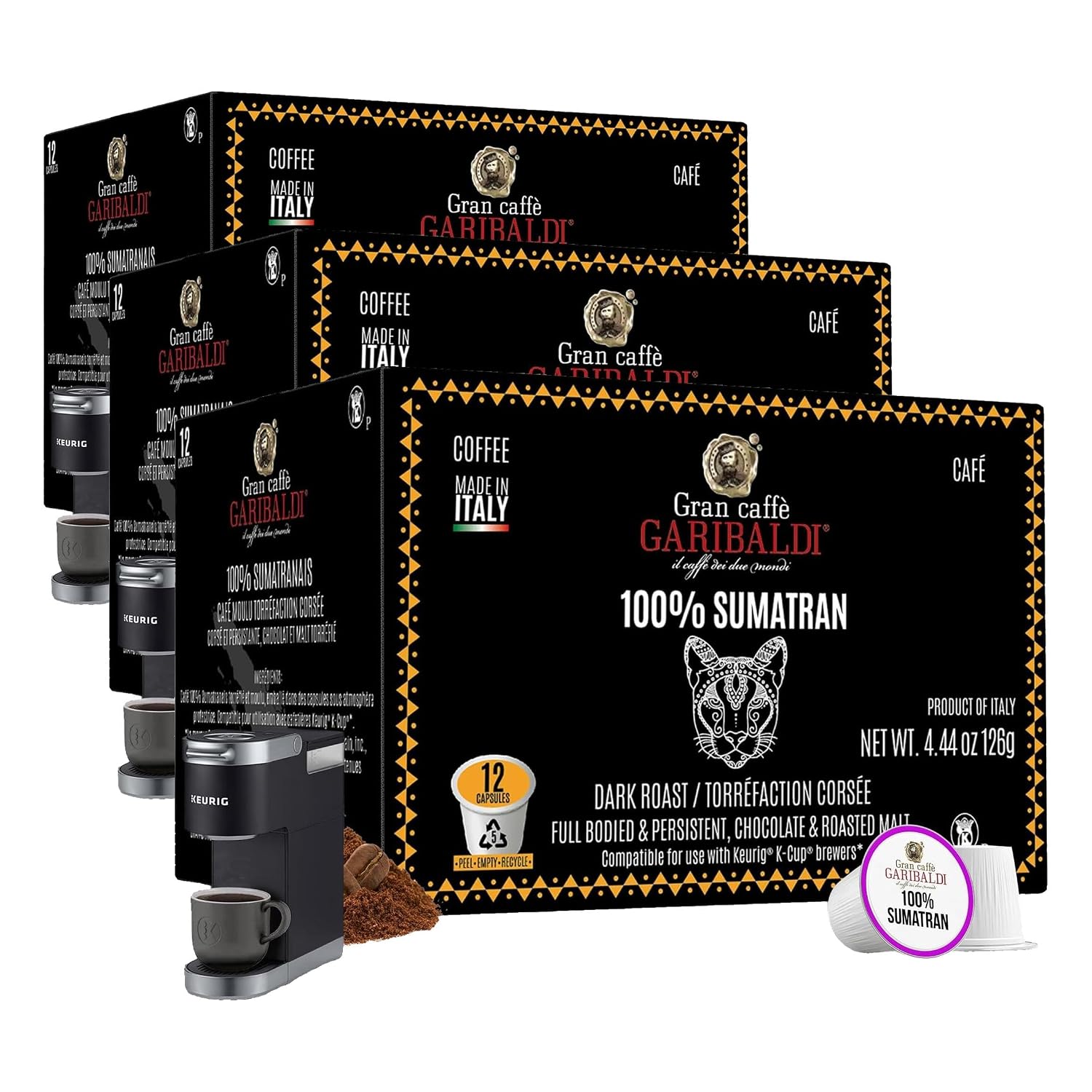 Caffè Garibaldi Colombian Coffee Pods for Keurig K-Cup Brewers, 12 Count