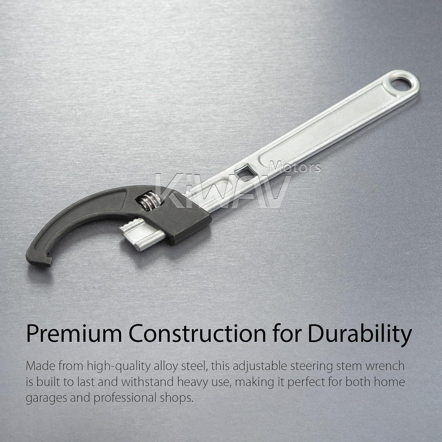 KiWAV Adjustable Steering Stem Wrench 22-75MM – Universal 2-in-1 Spanner with 3/8 Torque Wrench Drive Cutout – Durable Alloy Steel