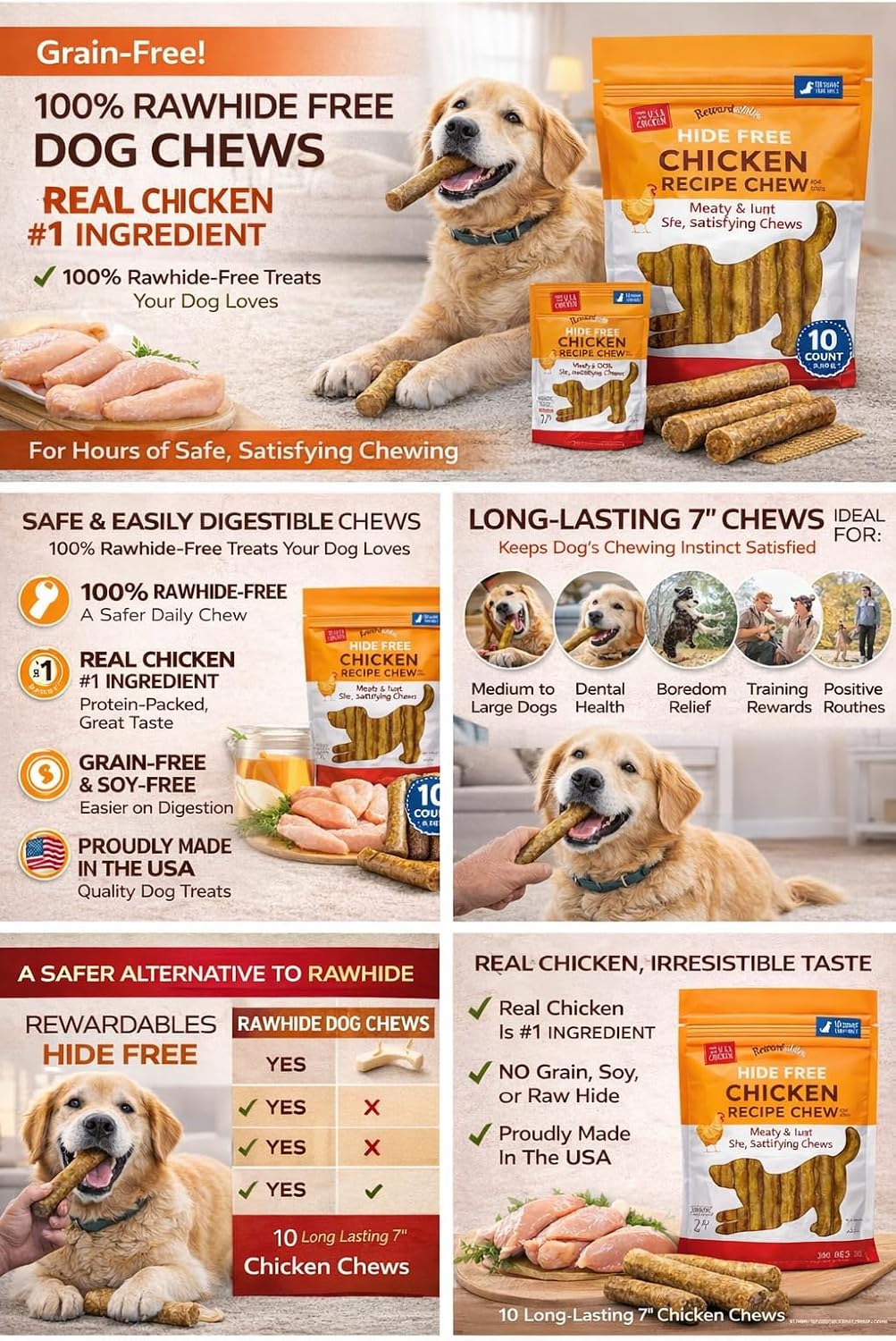 Rewardables Hide Free Chicken Recipe Chews, 10 Count