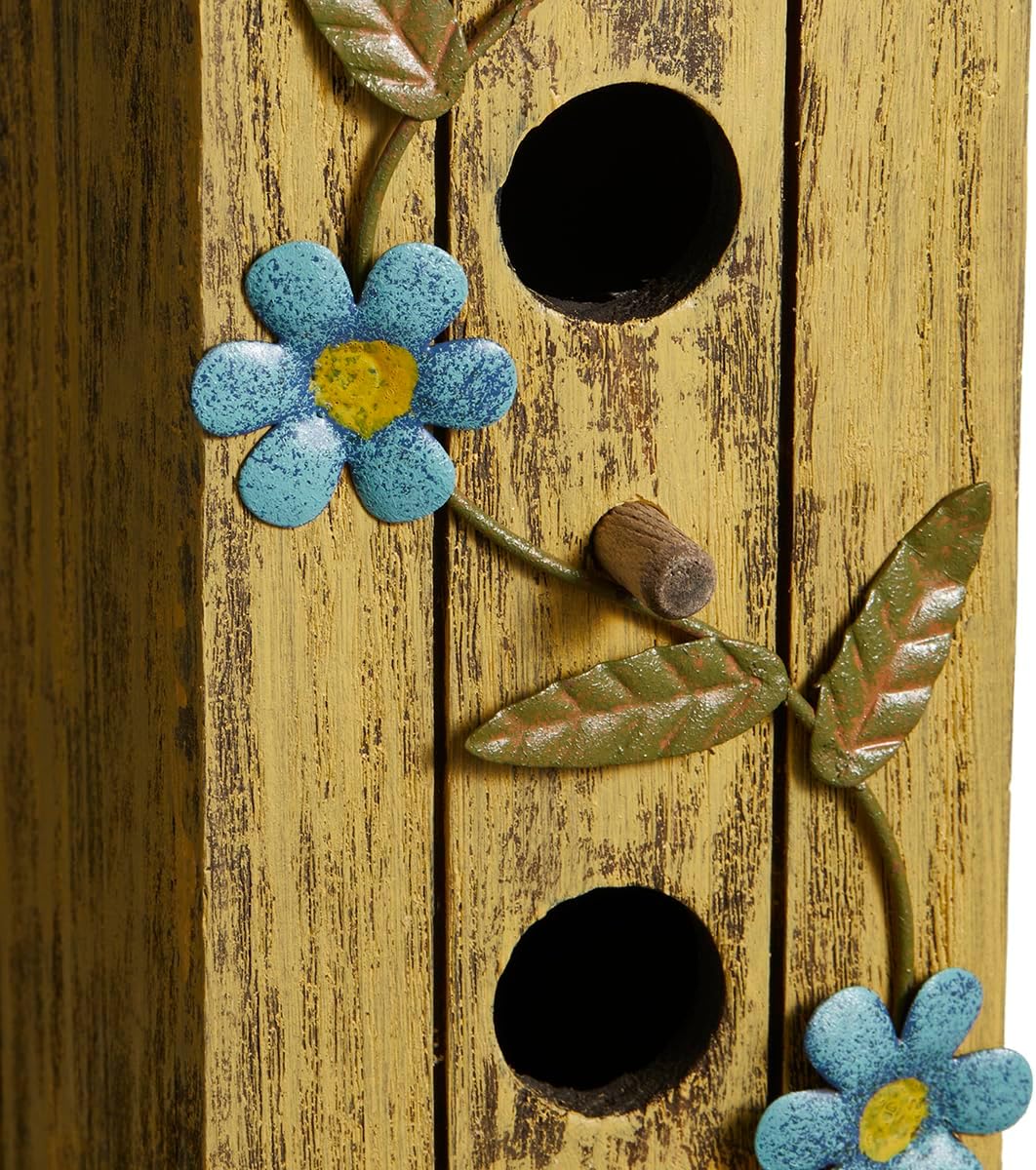 Glitzhome 14" H Hanging Distressed Wooden Church Birdhouse Garden Decor