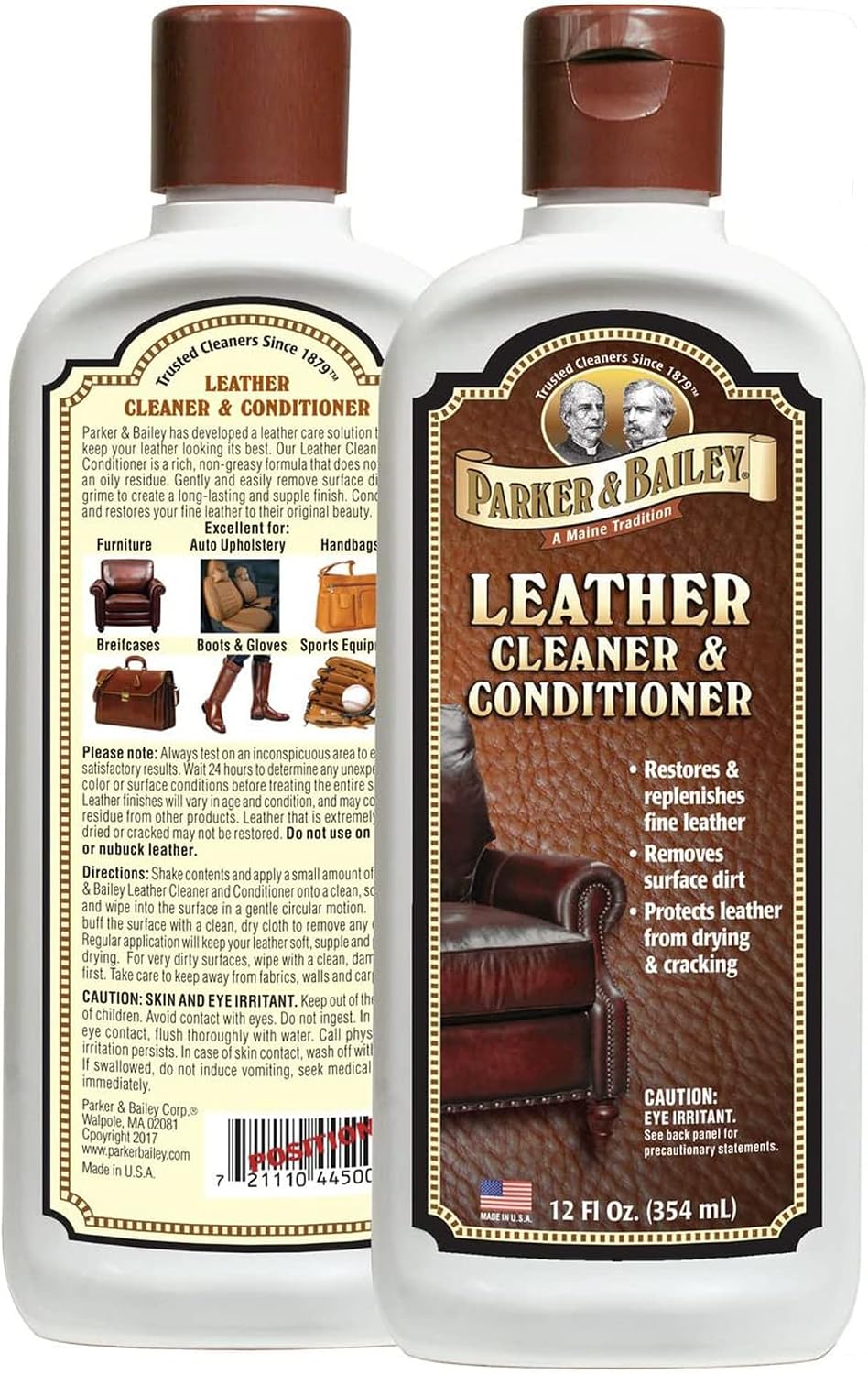 Parker & Bailey Leather Cleaner & Conditioner – Restores & Conditions, Cleaner For Upholstery or Car Interior, Car Seat Cleaner, Faux, Furniture