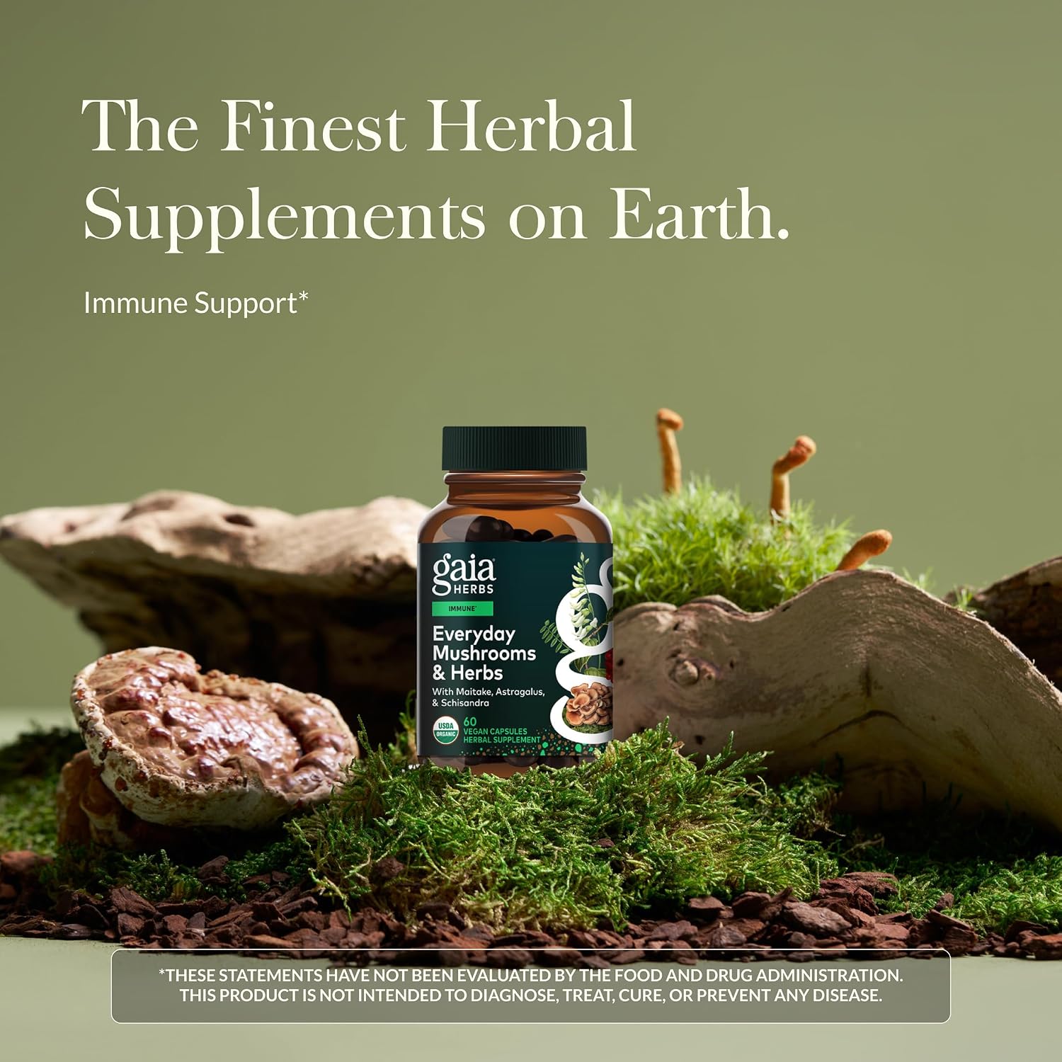 Gaia Herbs Everyday Immune - Mushroom & Herbal Support Supplement to Help Aid Overall Wellness* - with Turmeric, Astragalus, Schisandra, Cordyceps