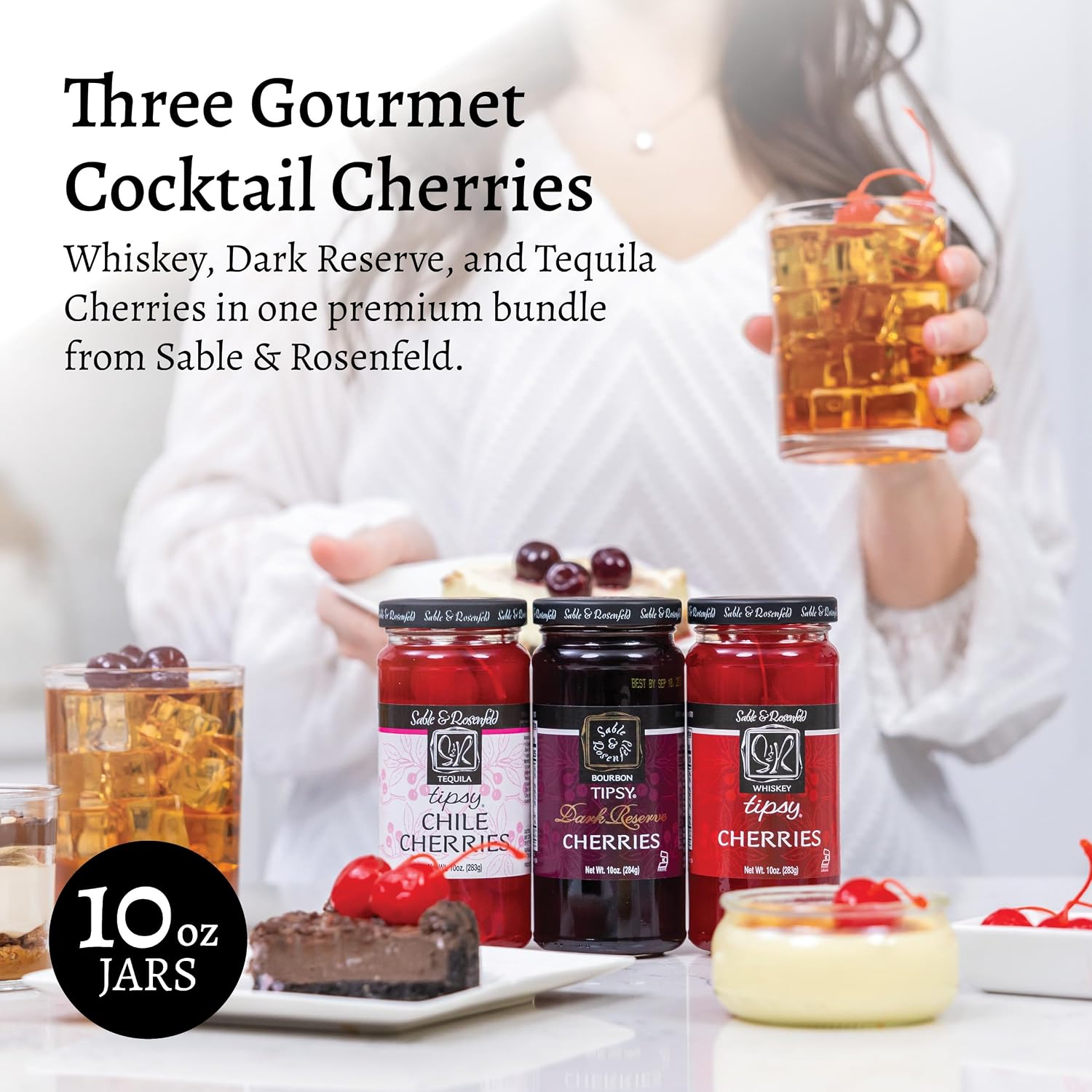 Sable & Rosenfeld Bourbon Tipsy Dark Reserve Cherries, 10 oz, Pack of 1