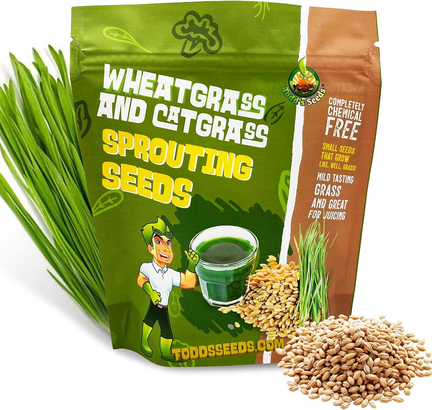 Todd's Seeds Hard Red Wheatgrass Seeds, 5 lb Bulk – Non-GMO | Hard Red Winter Wheat variety. Bulk 5 lb supply. High germination rate. Grow in soil or hydroponics. USA packed.