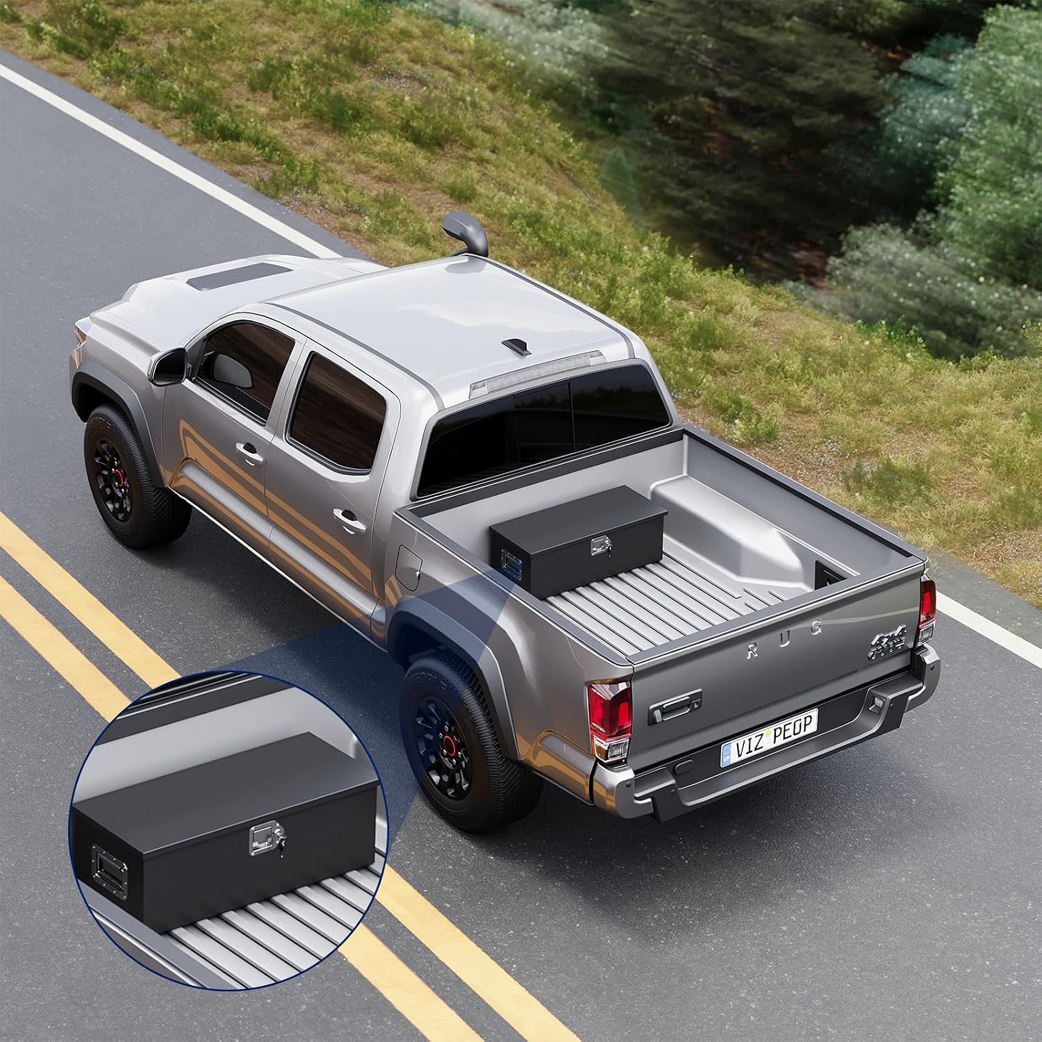 30 Inch Steel Heavy Duty Truck Bed Tool Box, Trailer Tongue Tool Box with Lock and Keys, Tool Box for Storage, Utility Trailer Tool Box for Truck, Pickup, RV, Trailer