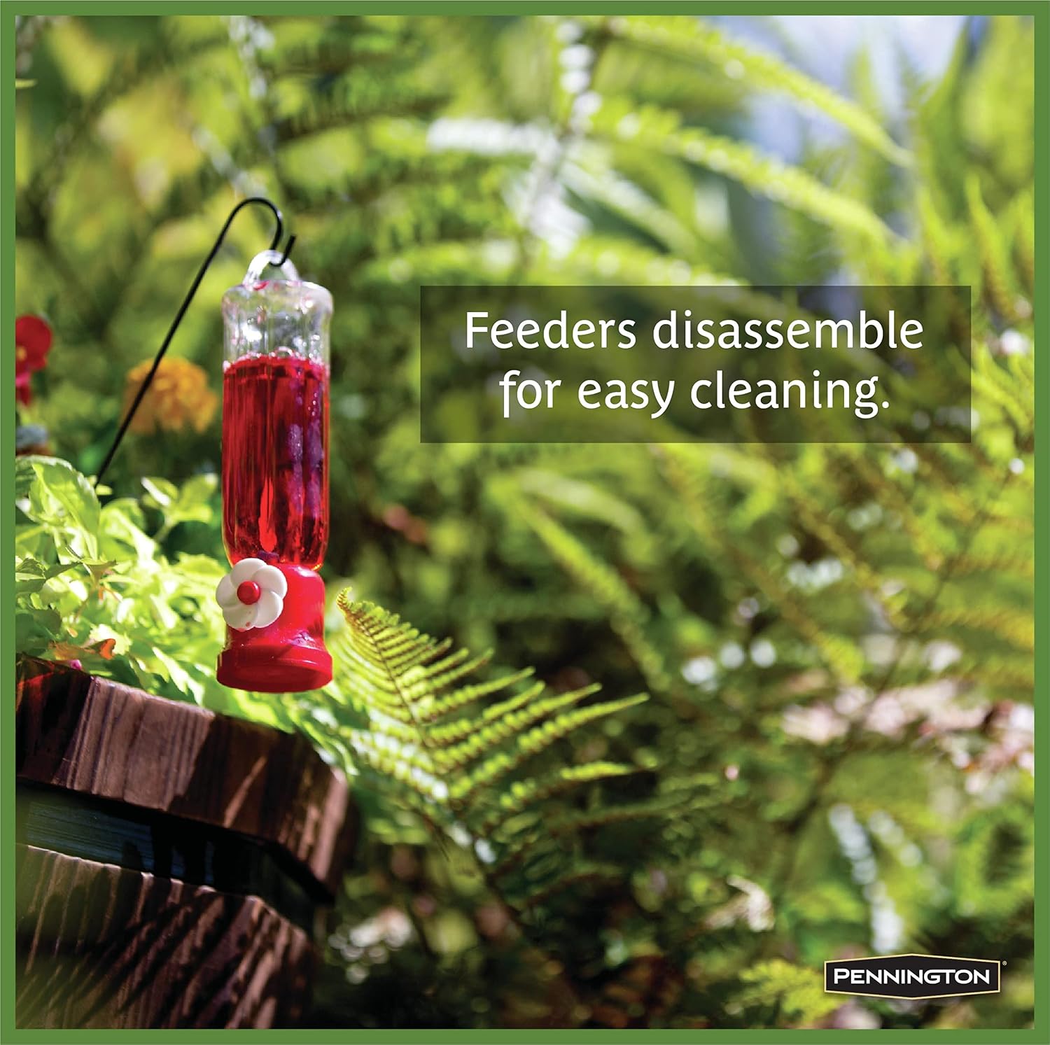 Pennington Planter Small Hummingbird Feeder, 2.3 Ounce Capacity | Hanging hummingbird feeder, dishwasher safe, disassembles fully