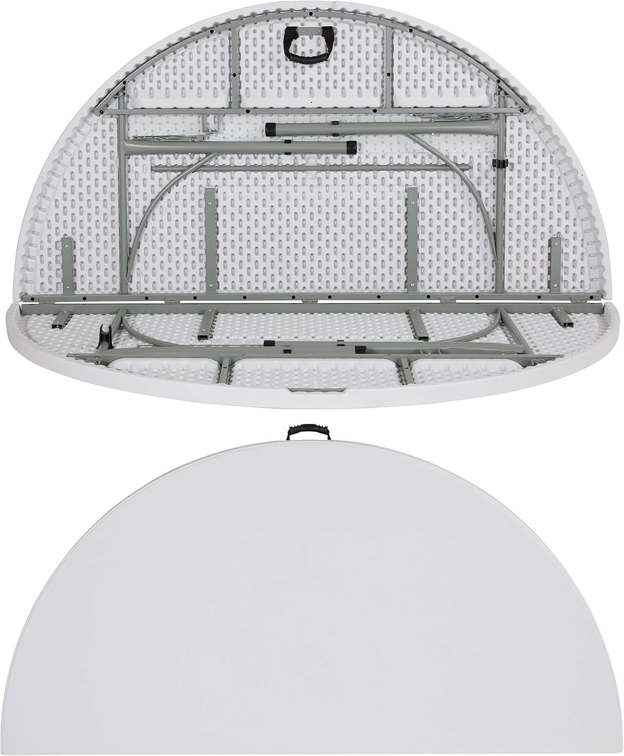 Flash Furniture 5-Foot Round Bi-Fold White Plastic Folding Table | Lightweight, Easy Storage, Commercial Grade, Carrying Handle