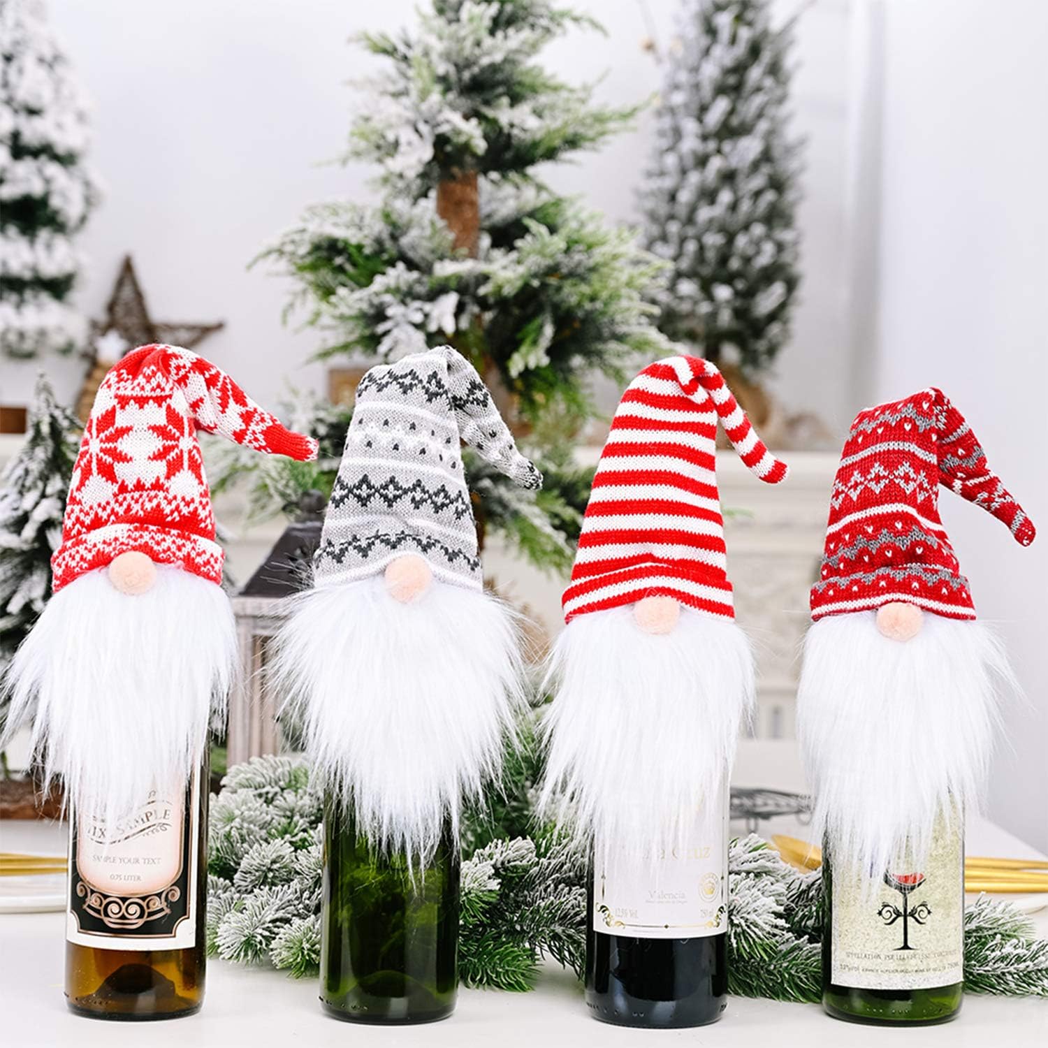 Christmas Gnome Wine Bottle Covers