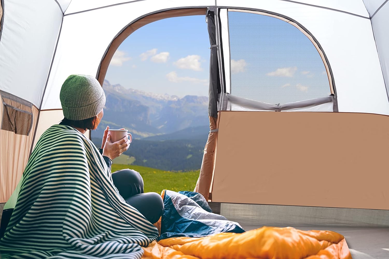 UNP 6 Person Tents for Camping Waterproof Family Cabin Tent with Rainfly