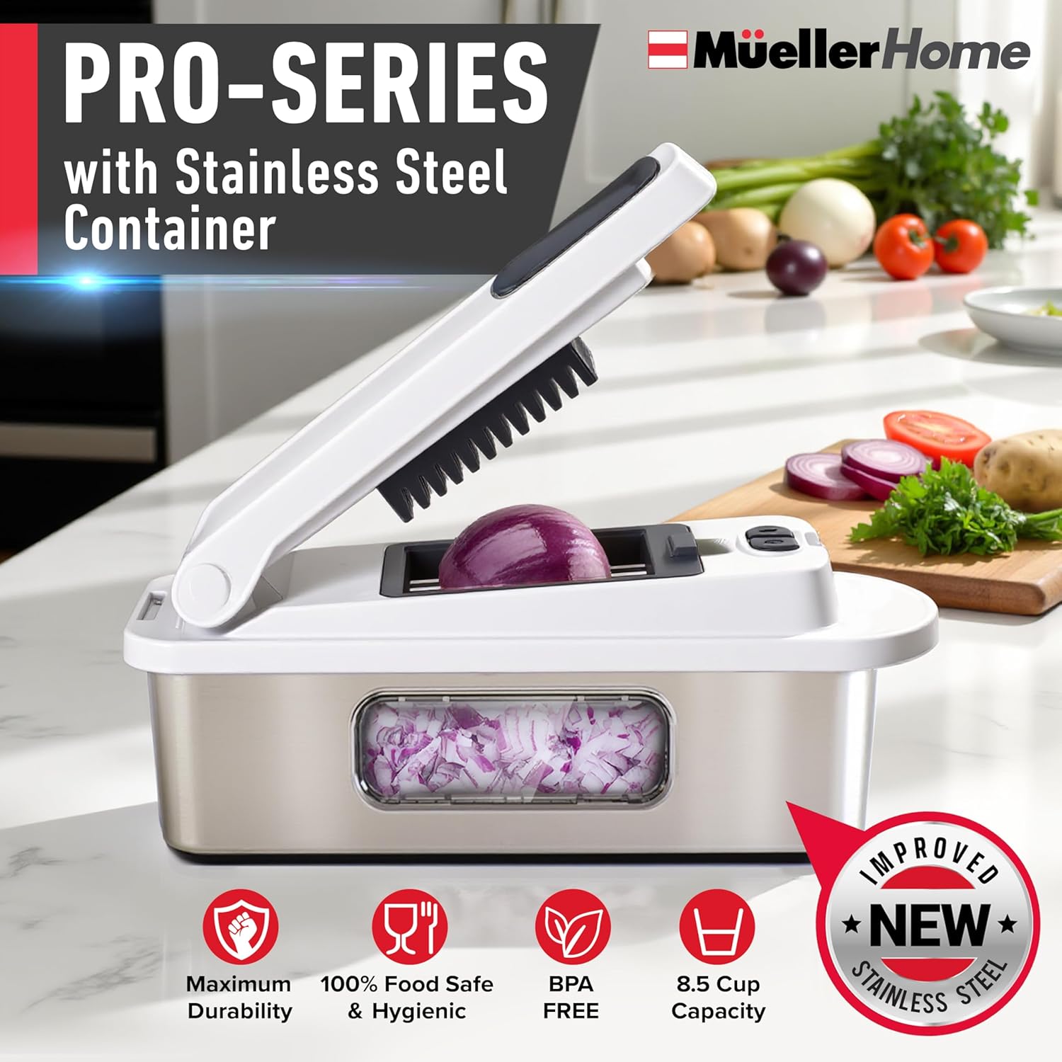 Mueller The Real Original Pro Vegetable Chopper & Mandoline Slicer, 10-in-1