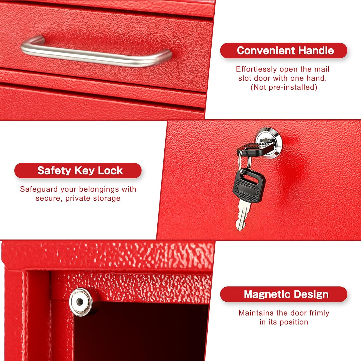 KYODOLED Steel Key Lock Mail Boxes Outdoor, Locking Wall Mount Mailbox, Security Lock Drop Box, Collection Boxes for Home, Office or Commercial,16.2H x 11.2L x 4.6W Inches, Black X Large