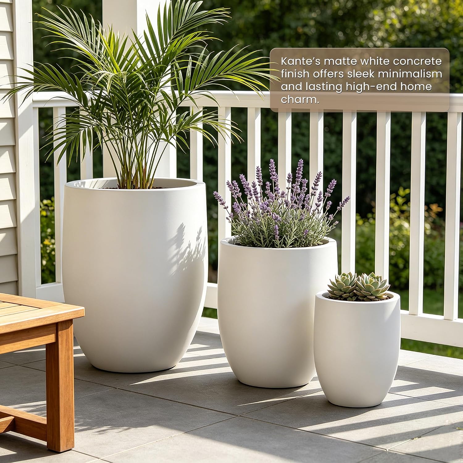 Kante Tall Concrete Planter 21.7" Modern White Floor Pot for Indoor Outdoor