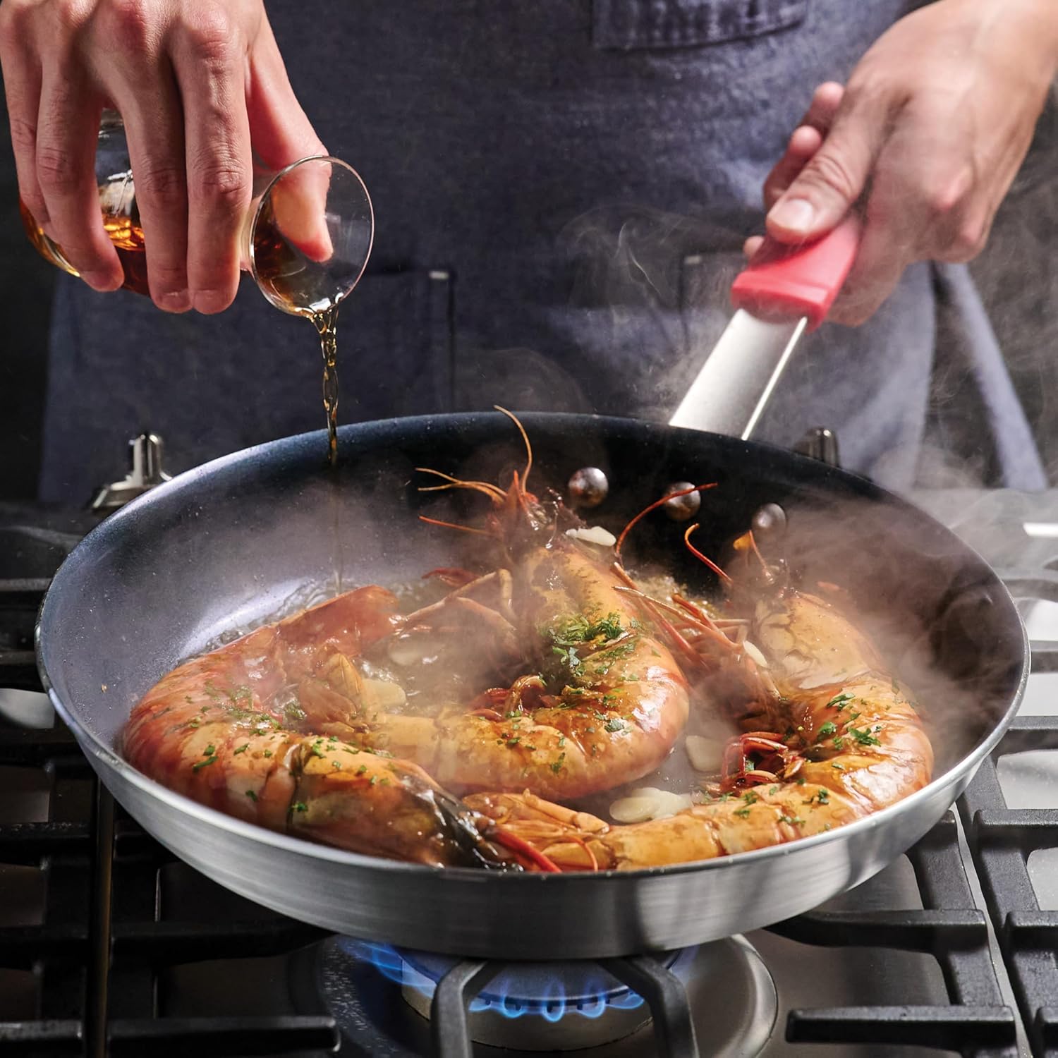 Tramontina Professional 8-Inch Non Stick Small Frying Pan | Heavy-Gauge Aluminum Skillet with Reinforced Nonstick Coating, Red Handle, Dishwasher and Oven Safe, Made in Brazil
