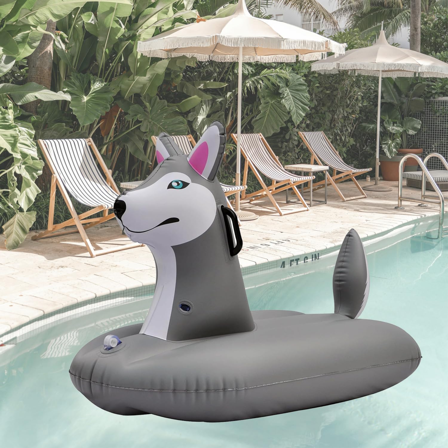 Jet Creations Husky Sledding Tube, Inflatable Snow and Water Sled, Towable with Durable Loop Holder, Toddler Snowboard Doubles as Pool Float
