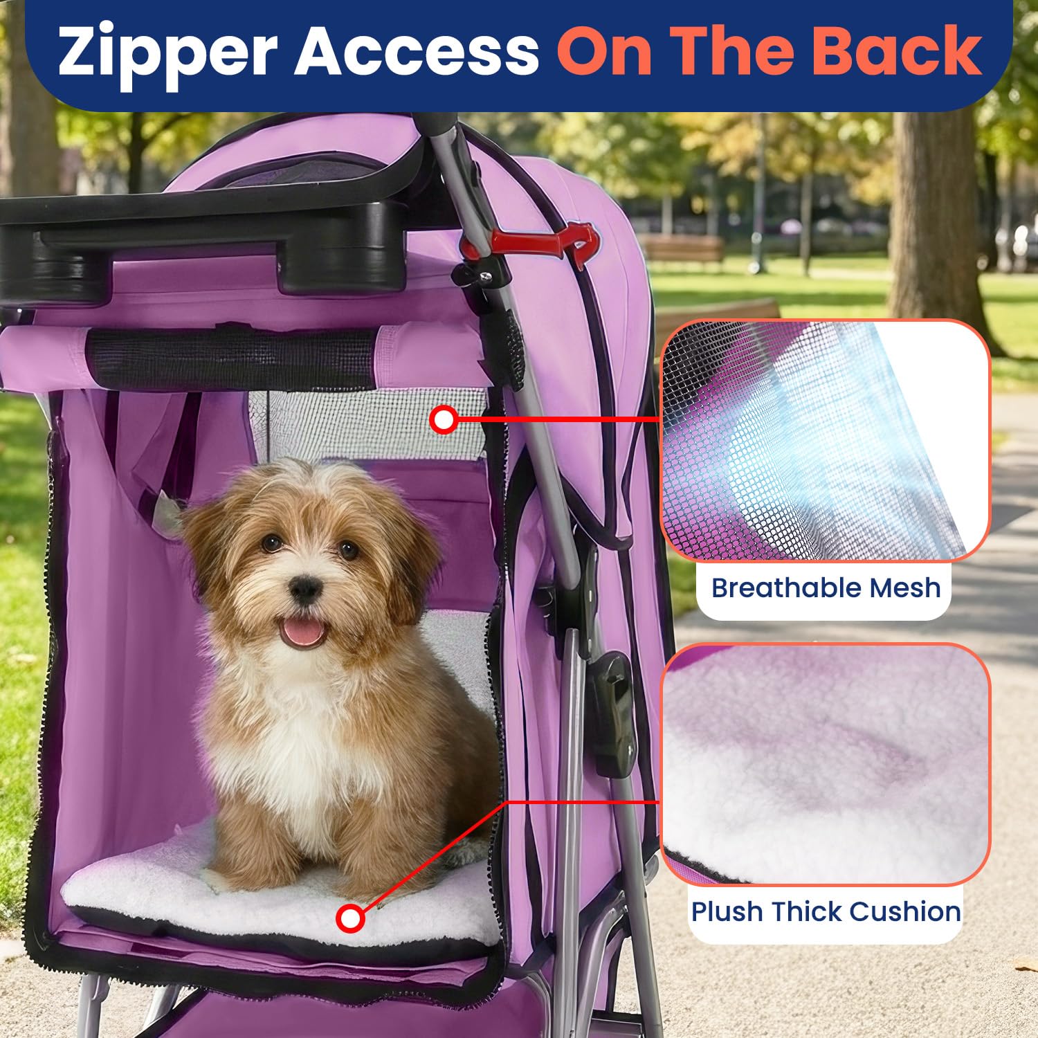 BestPet | 4-Wheel Foldable Pet Stroller | Black | Lightweight & Portable | Travel Carrier with Mesh Windows, Storage Basket, Cup Holder, Safety Brakes, and Waterproof Fabric | For Small Dogs and Cats