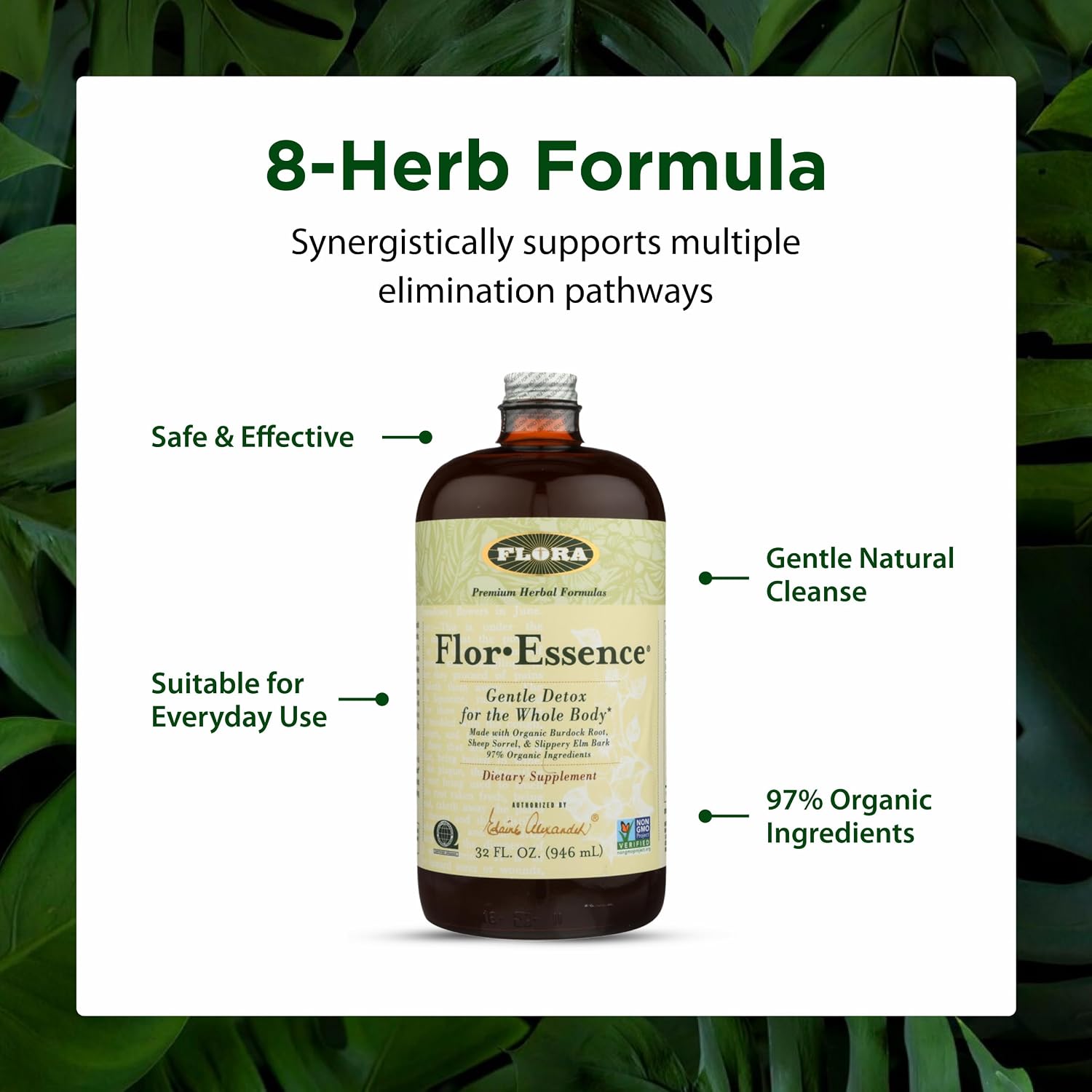 Flora - Flor-Essence - Gentle Detox Tea for a Full-Body Cleanse - Contains Organic Slippery Elm Bark, Rhubarb, Burdock Root & More - Vegan, Non-GMO & Gluten-Free - 17 fl. oz.