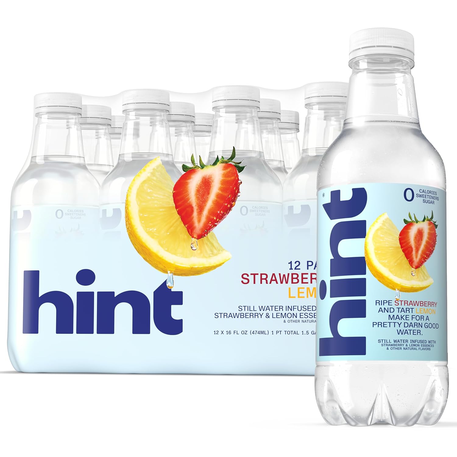 Hint Flavored Water Zero Sugar 0 Calories - Pineapple 16 FL Oz (12 pack) | Crisp, refreshing water, fruit flavors. 0 calories, 0 sugar, 0 sweeteners. Hydration for wellness. Gluten-free, Kosher, Vegan