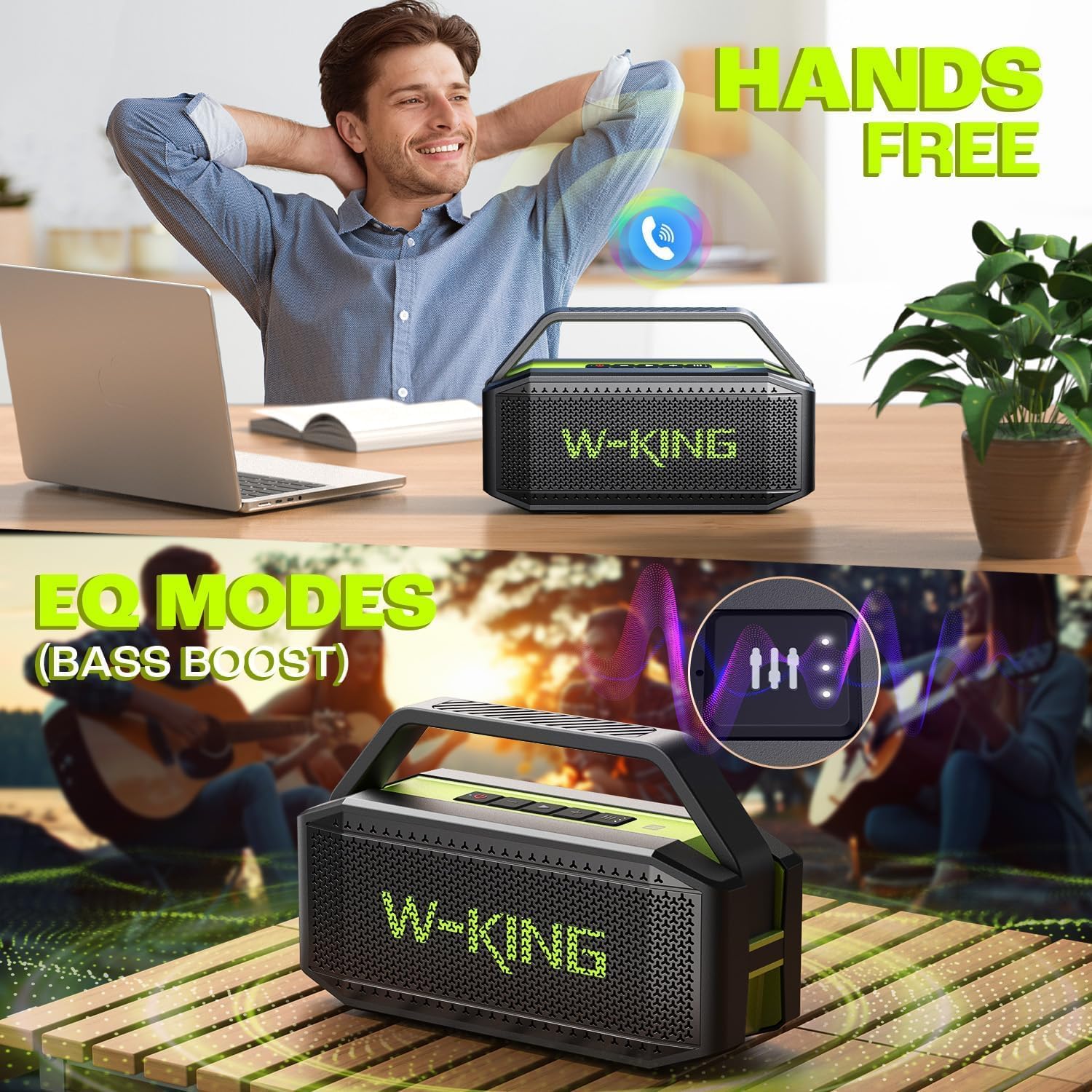 W-KING Bluetooth Speaker, 100W Peak Outdoor Portable Loud Speakers Wireless