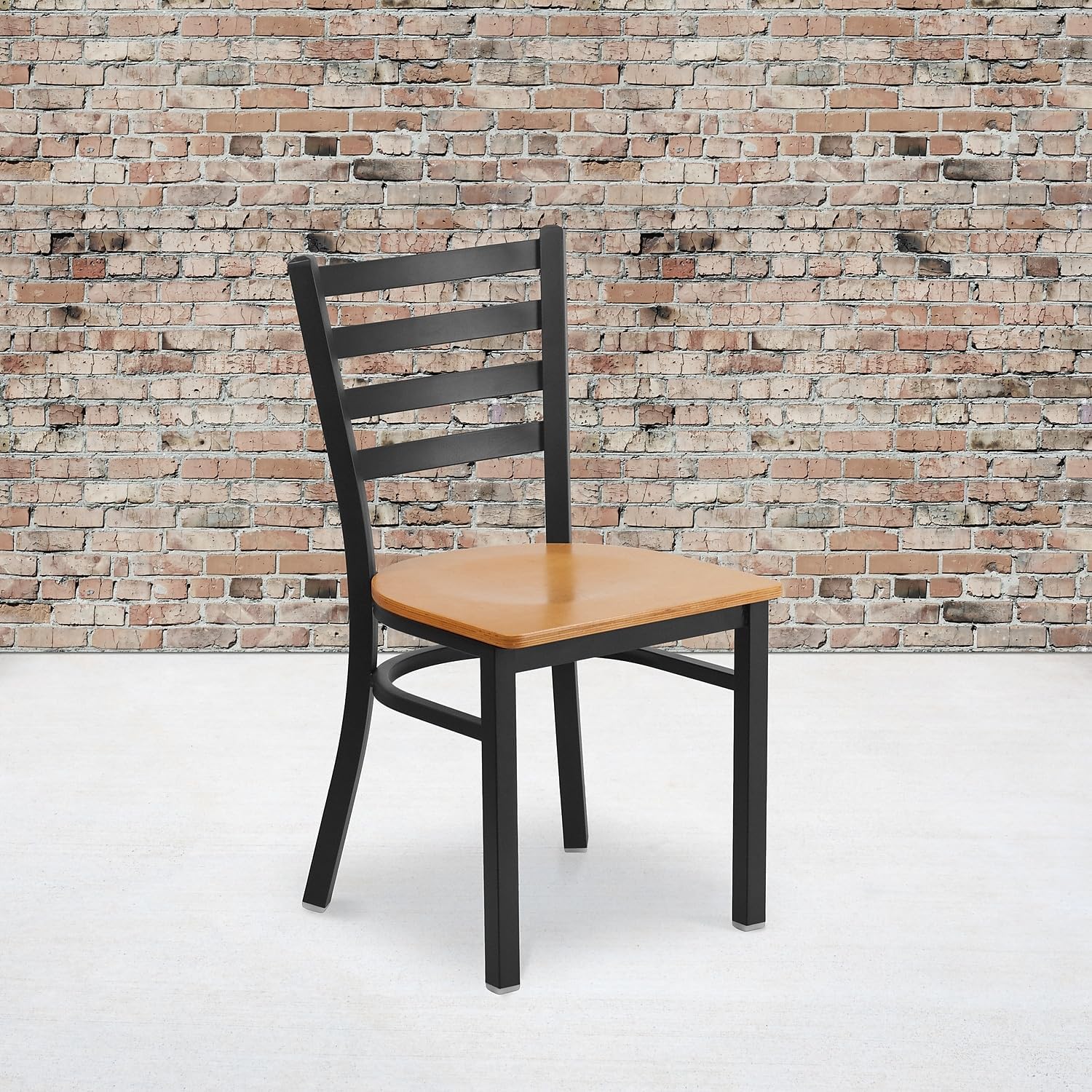 Flash Furniture Hercules Series Commercial Ladder Back Restaurant Chairs, Modern Lightweight Metal Dining Chairs with Padded Seats, Set of 2, Black