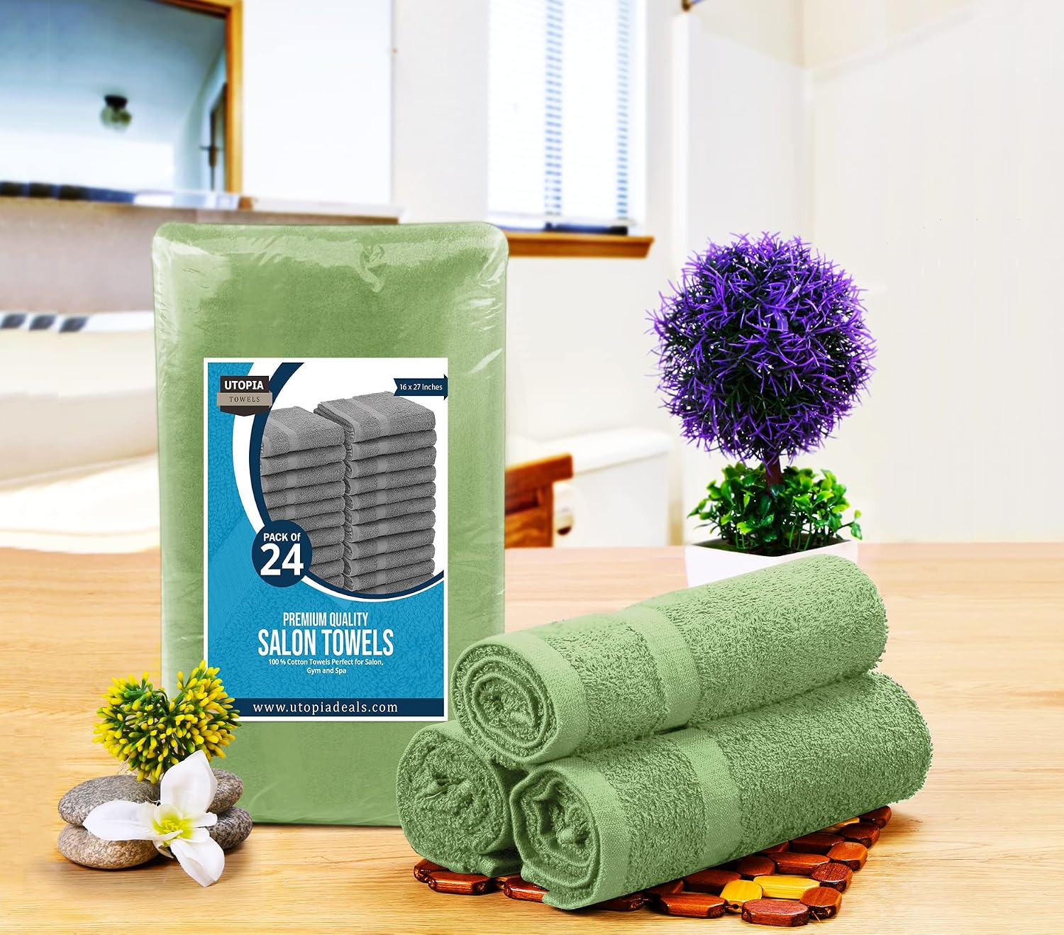 Utopia Towels Salon Towels, Pack of 24, 16x27 in, 100% Cotton, White | Highly Absorbent Lightweight Cotton Salon Towels for Hand, Gym & Beauty Care - Soft, Ideal for Spa & Home Hair Care