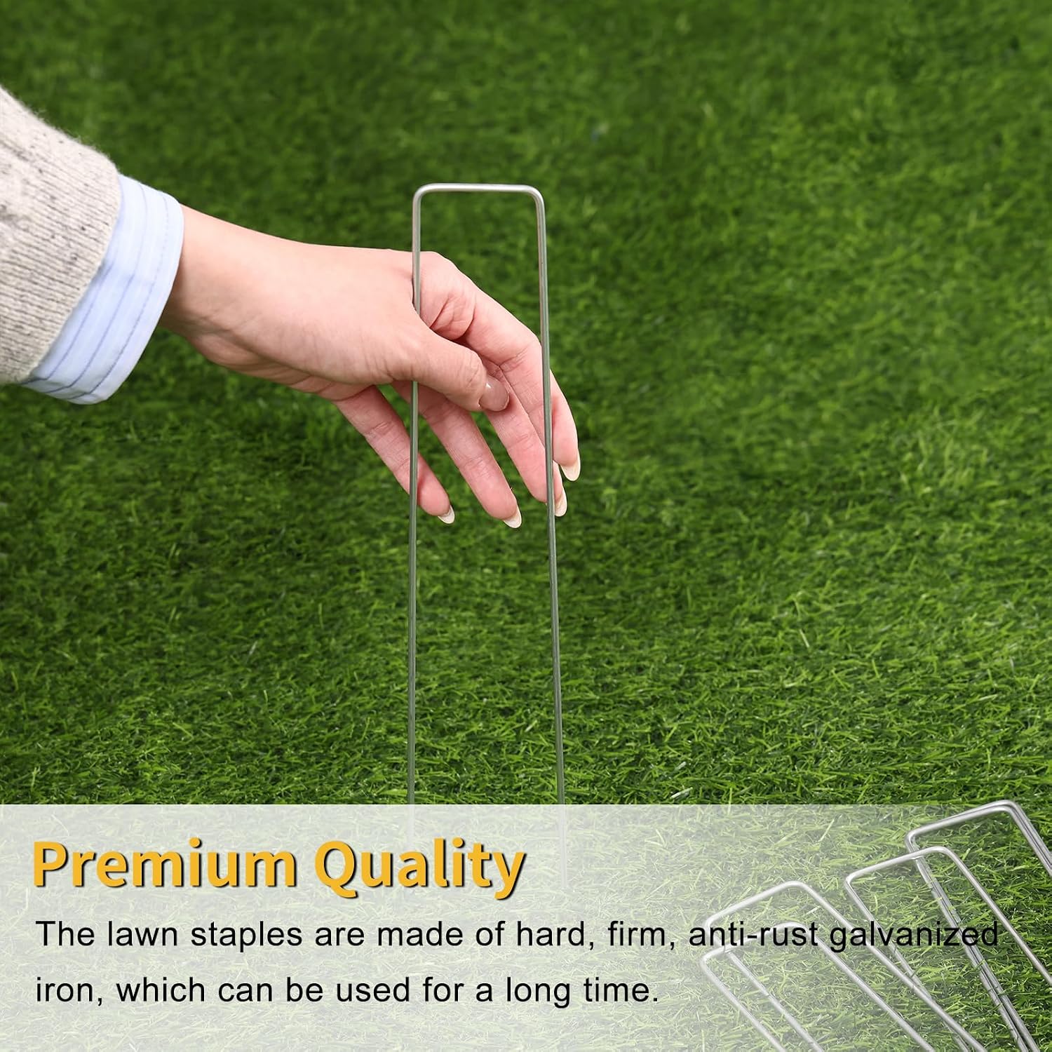 HongWay 240 Pack Landscape Staples 6 Inch, Galvanized Garden Stakes