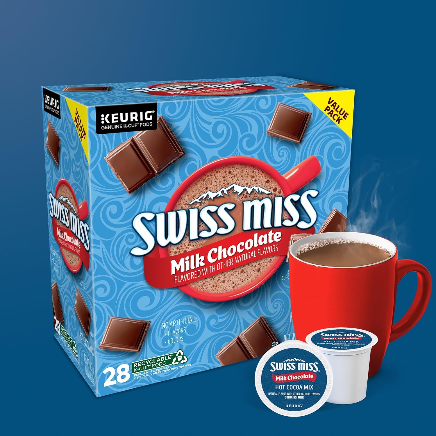 Swiss Miss Milk Chocolate Hot Cocoa Keurig Single-Serve K Cup Pods, 28 Count