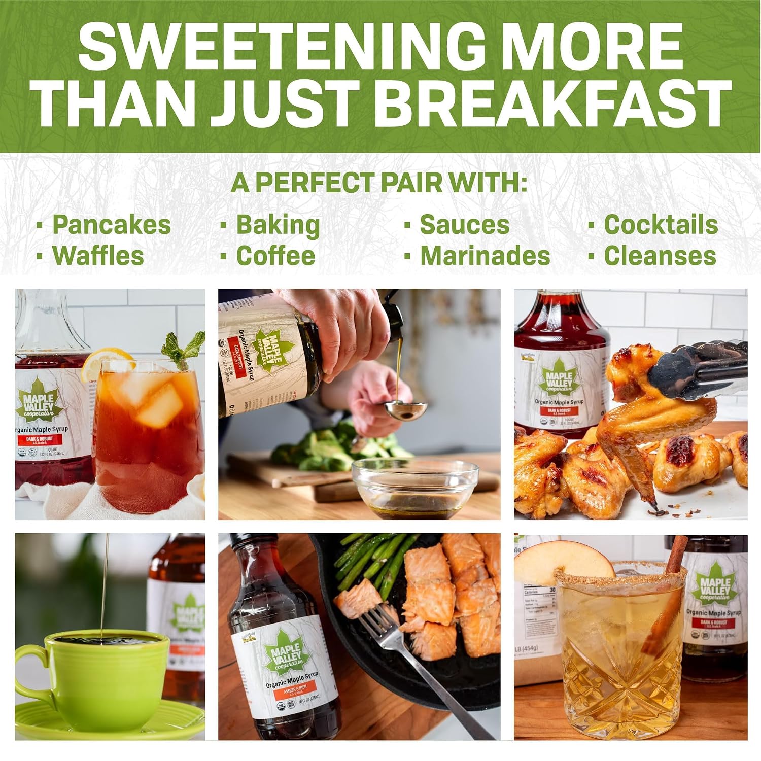 Maple Valley Organic Pure Maple Syrup, Dark & Robust, 32oz (Plastic Jug)​ | Naturally Sweetens Cooking, Baking, Coffee, Tea and Marinades; A Better Alternative to Refined Sugar and Table Syrup