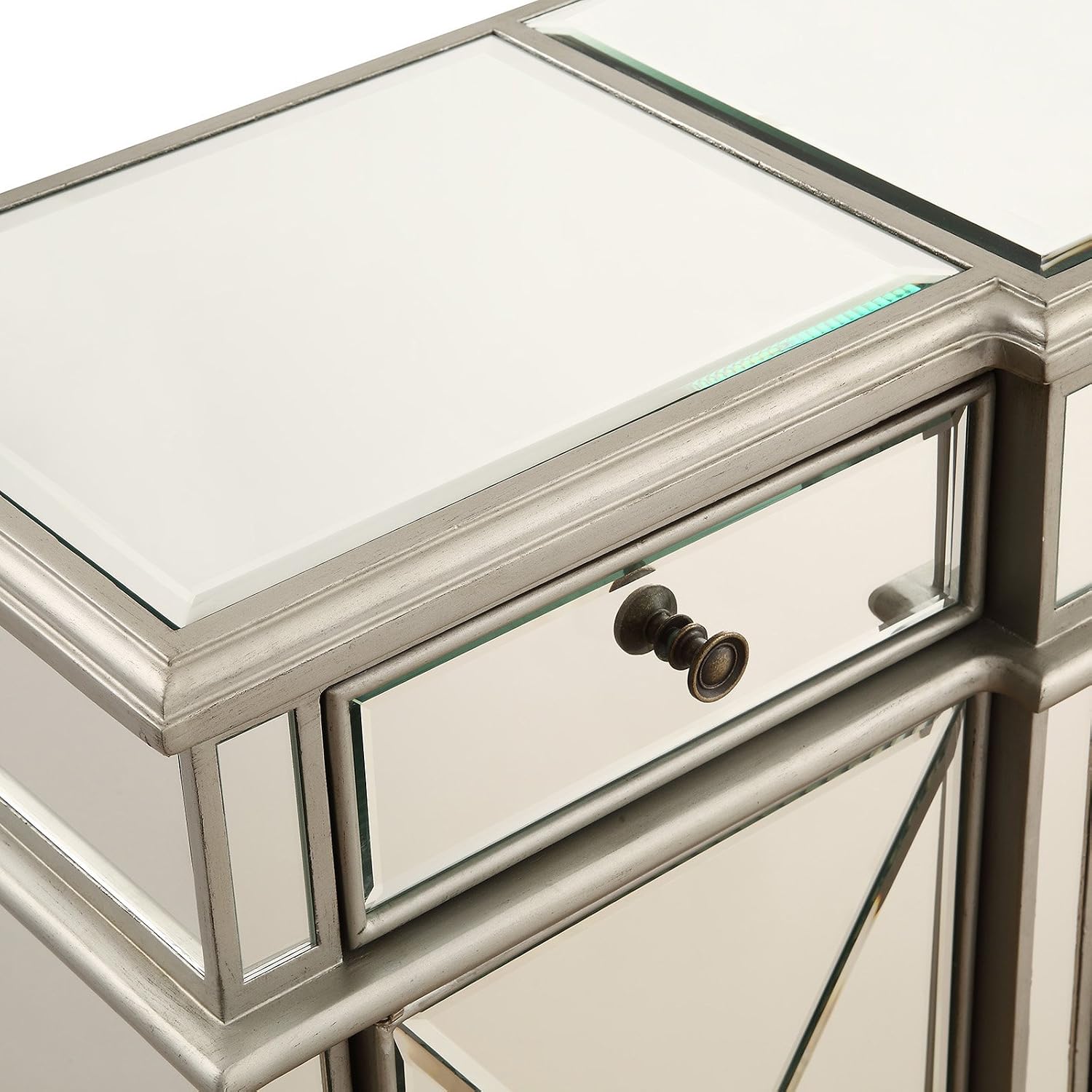 Elegant Lighting 3 Drawer 4 Door Cabinet in Silver Clear 60" x 14" x 36"