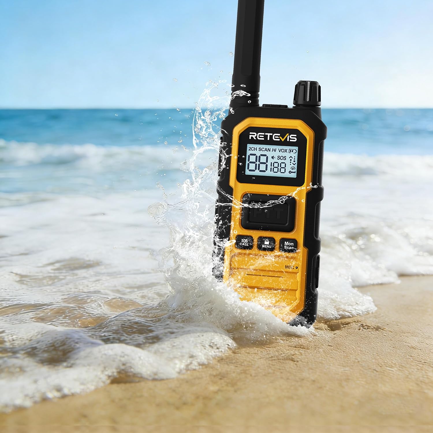 Retevis RB48PLUS GMRS Walkie Talkies Long Range,IP67 Waterproof 2 Way Radio | Repeater Capable, Dual PTT, Vibration Alert, NOAA, SOS, for Hurricane Preparedness, Emergency Communication, Outdoor, 2 Pack