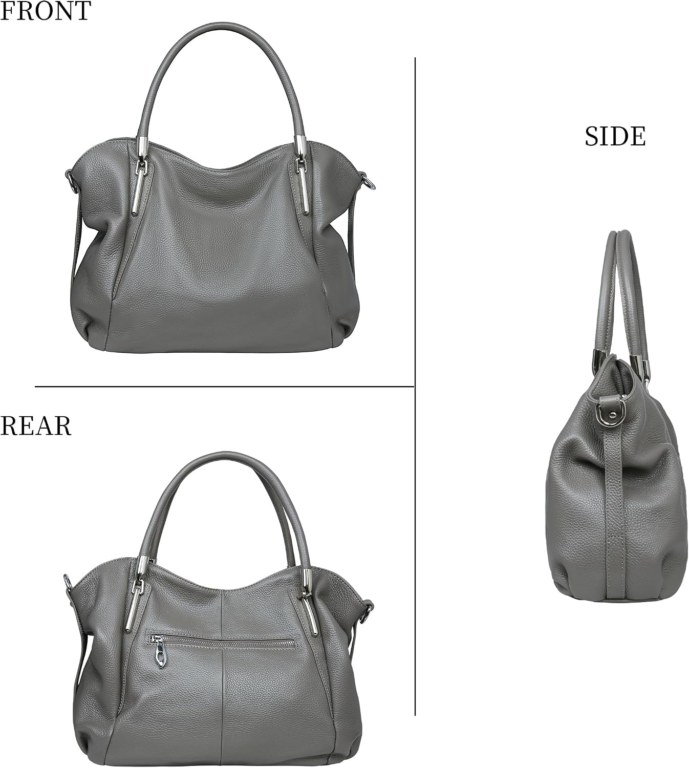 HESHE Leather Shoulder Purses for Women Tote Handbags Satchel Hobo Handbag | Designer Genuine Leather Travel Top Handle Work Bag Ladies Crossbody Purses Adjustable Straps Large Capacity Zippered Closure