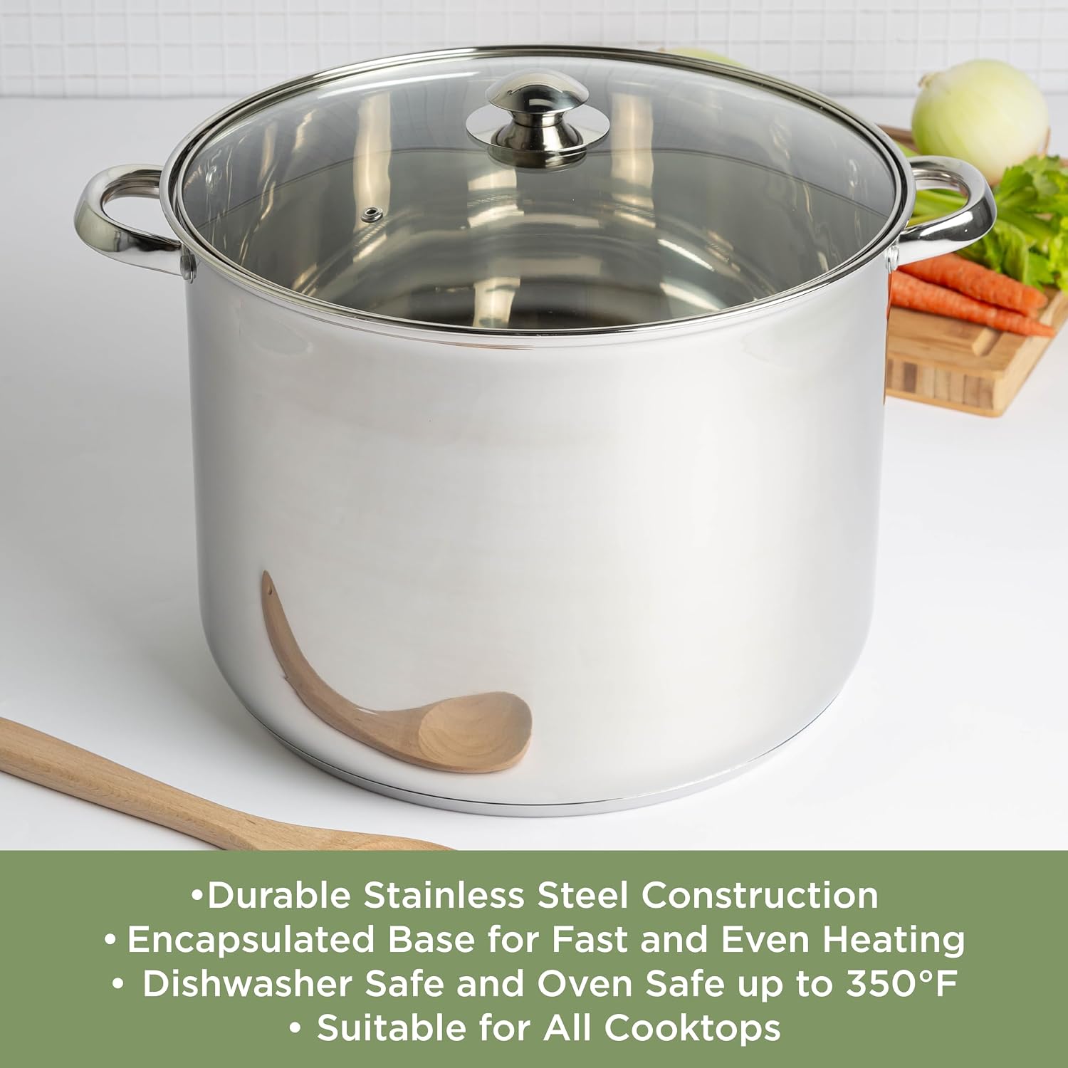 Ecolution Stainless Steel Sauce Pan, Encapsulated Induction Ready Cooking Pot with Glass Lid, Oven Safe, Dishwasher Safe Soup Pot, 2-Quart