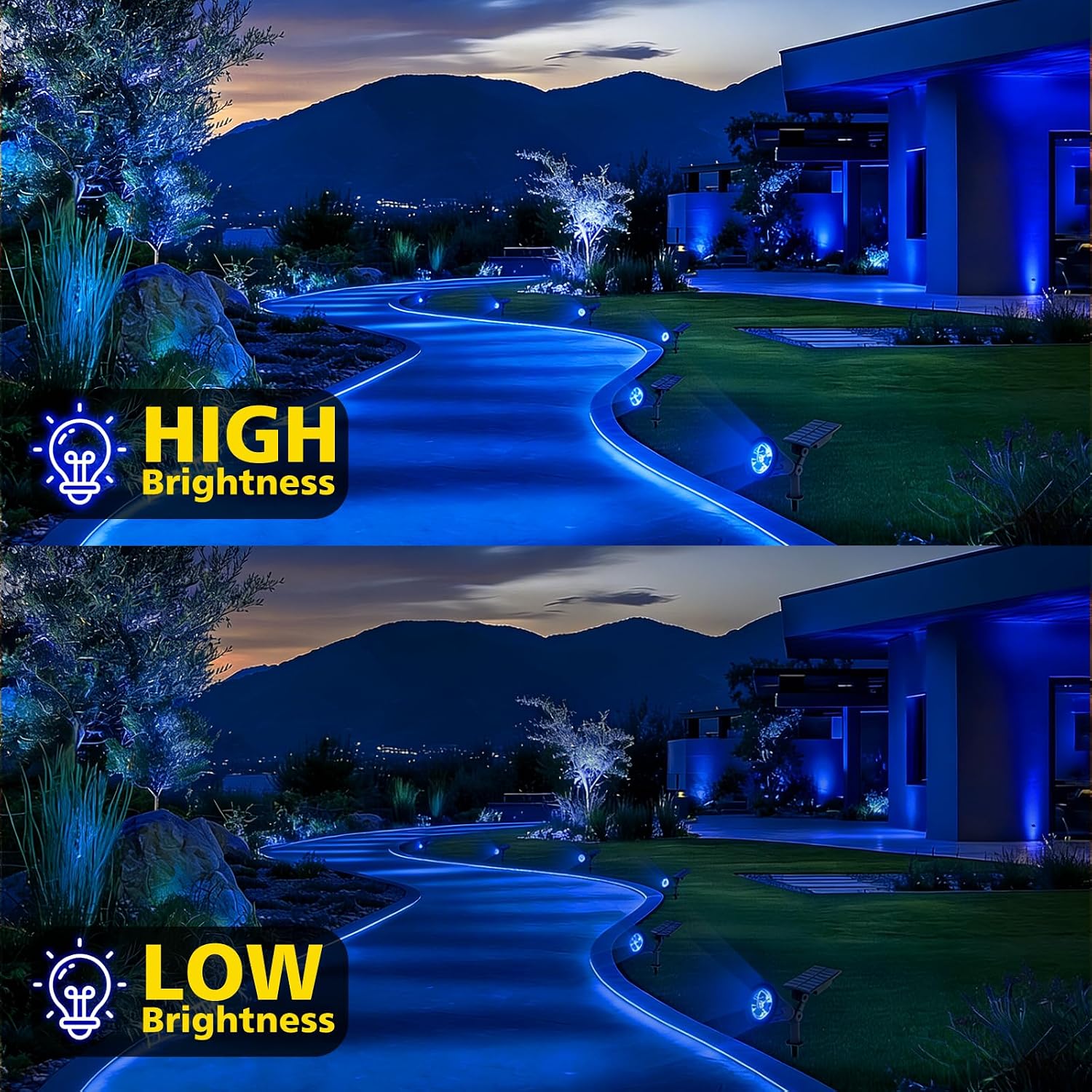 T-SUN Color Changing Solar Spot Lights Outdoor Waterproof, 7 LEDs, 2 Pack | 7 Color Changing Modes, IP65 Waterproof Dusk to Dawn Solar Uplights for Tree, Patio, Yard, Garden, Driveway, Pool Area
