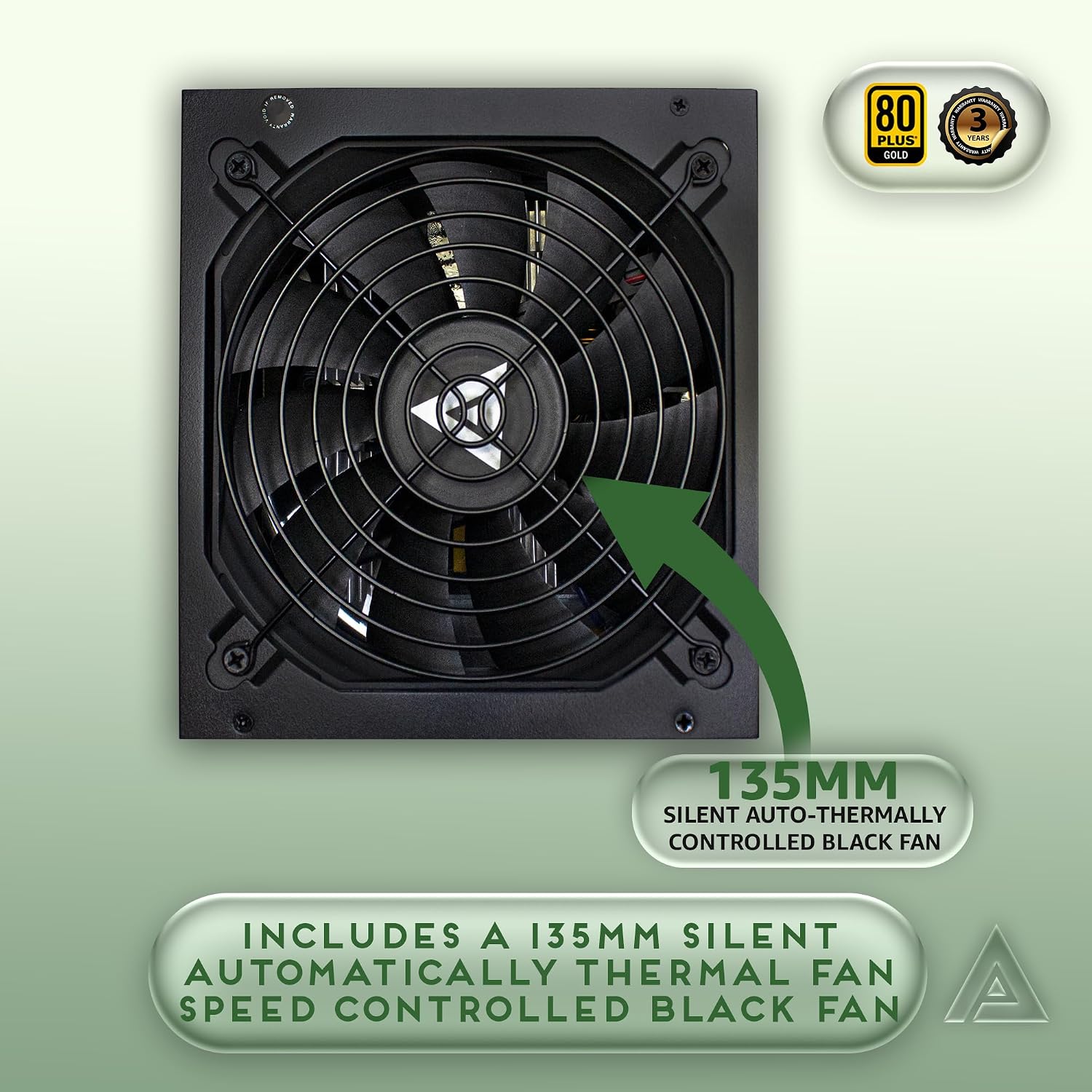 Apevia ATX-PR600W Prestige 600W 80+ Gold Certified, RoHS Compliance, Active PFC ATX Gaming Power Supply | 80+ Gold Efficiency, 135mm Auto Thermal Controlled Fan, Heavy Duty Protections, RoHS Compliance, DC to DC Converter Design